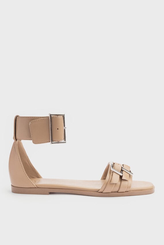 Женские бежевые кожаные сандалии Marcia