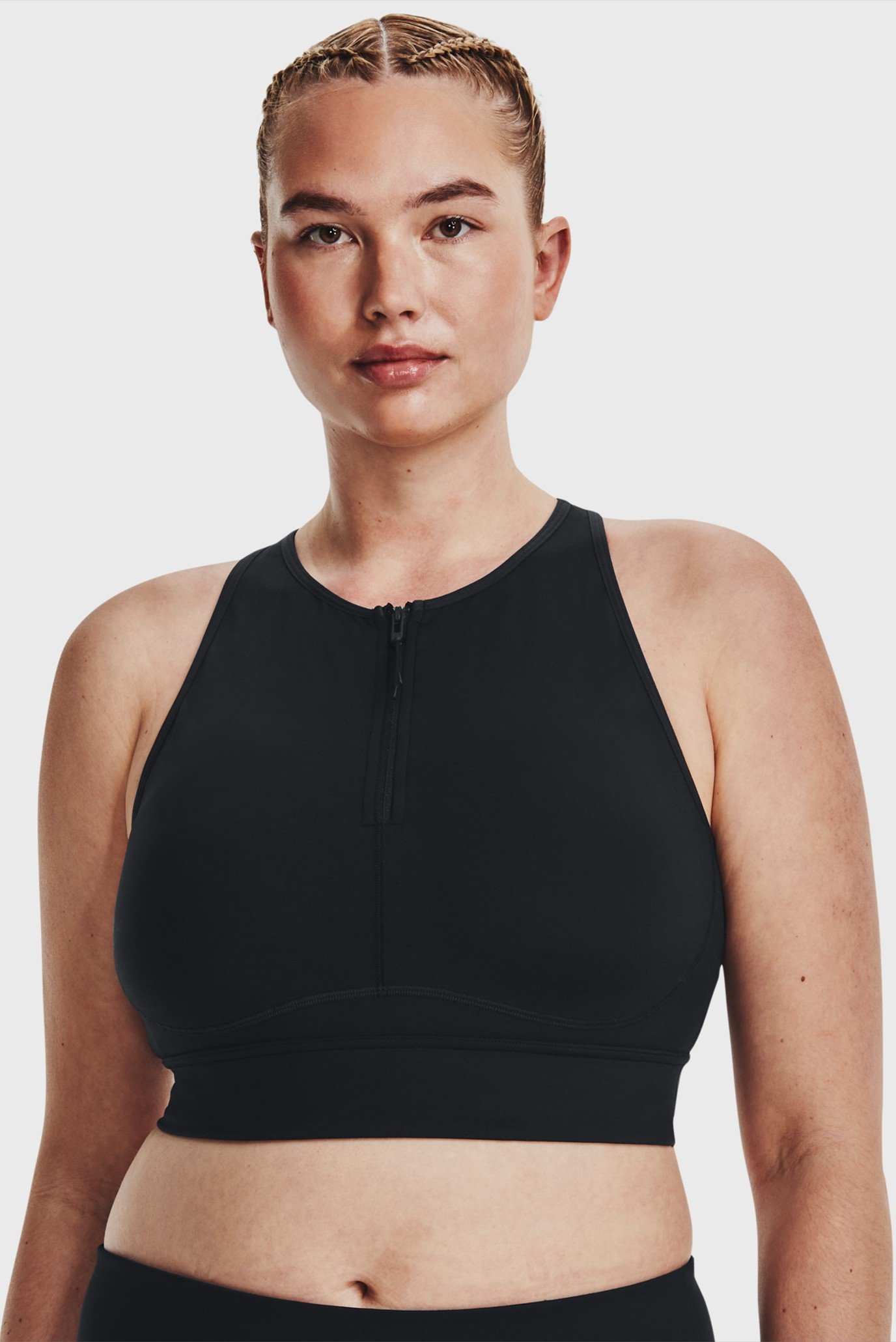 Женский черный спортивный топ UA Meridian Zip Crop BTGUnder Armour Женский черный спортивный топ UA Meridian Zip Crop BTG 2