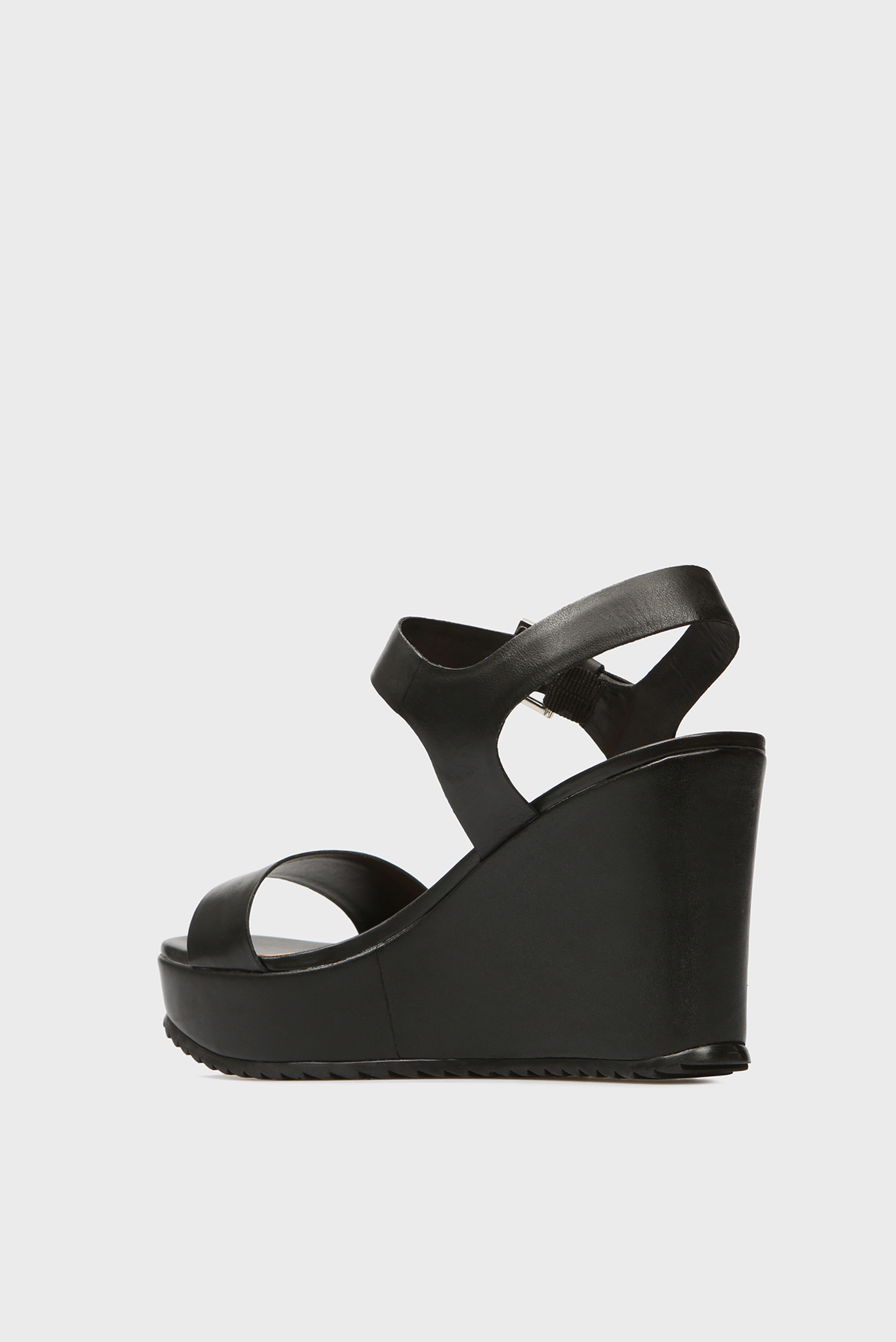 Женские черные кожаные босоножки 9