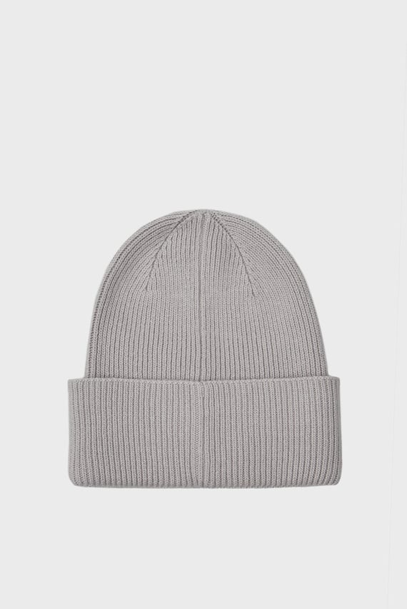 Мужская серая шапка COTTON WOOL FINE RIB BEANIE