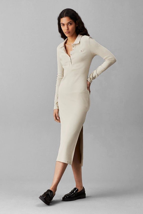 Платье WOVEN LABEL RIB POLO LS DRESS