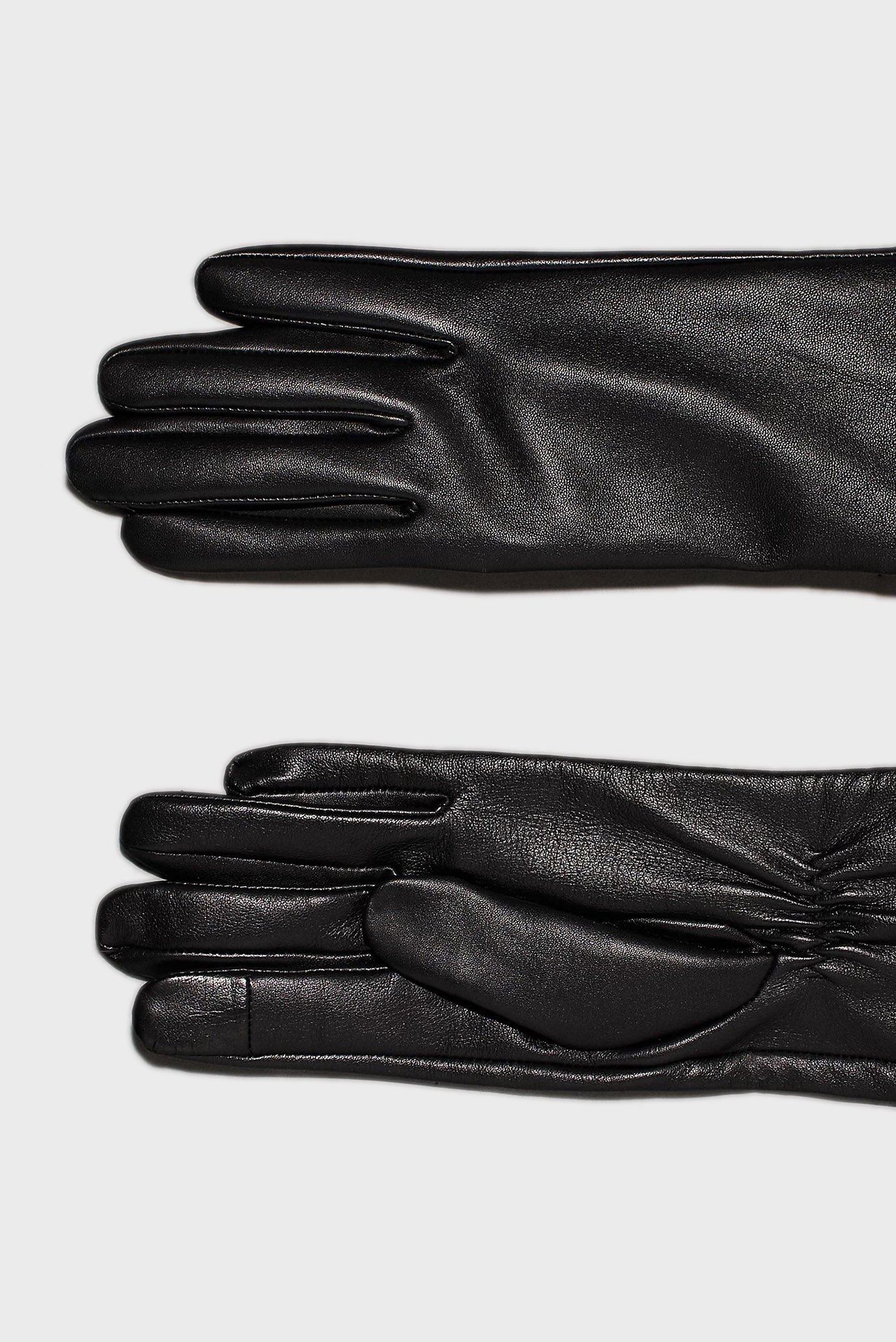 Женские черные кожаные перчатки LEATHER LONG GLOVES 3