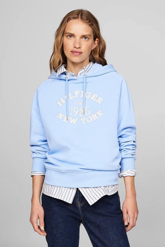 Женское голубое худи MDRN REG VARSITY