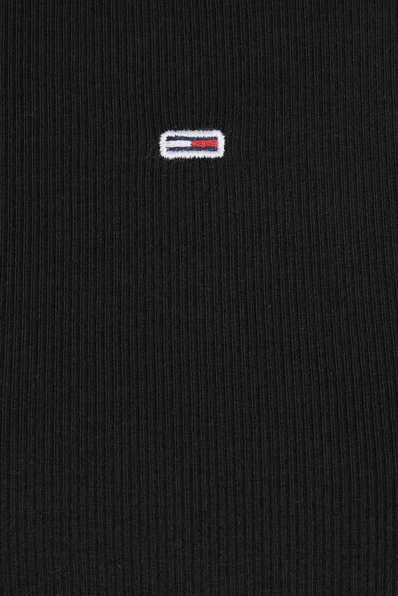 Женский черный лонгслив TJW SLIM ESSENTIAL RIB LS
