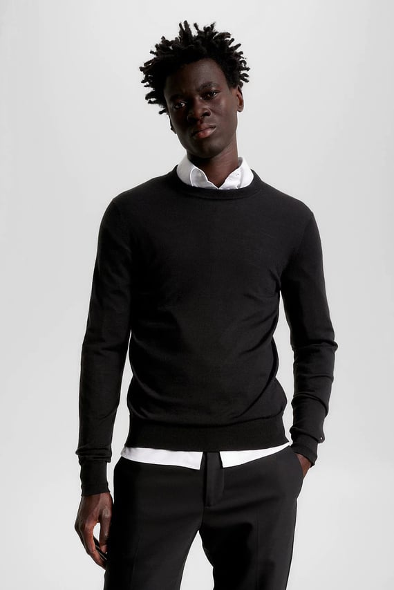 Мужской черный шерстяной джемпер FINE GAUGE MERINO CREW NK