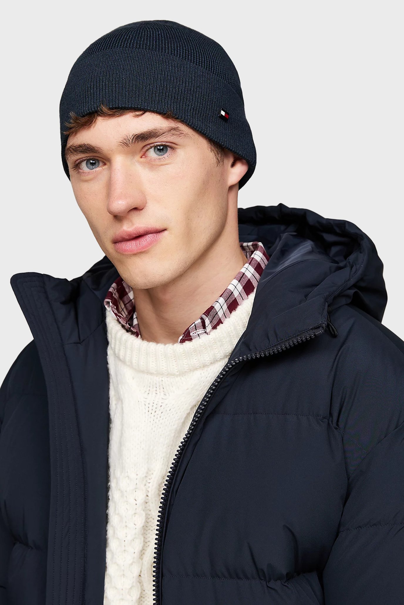 Мужская темно-синяя шерстяная шапка TH FLAG REFINED WOOL BEANIE 2