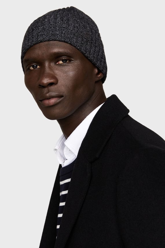 Мужская темно-серая шерстяная шапка TH IMD CASH BLEND BEANIE