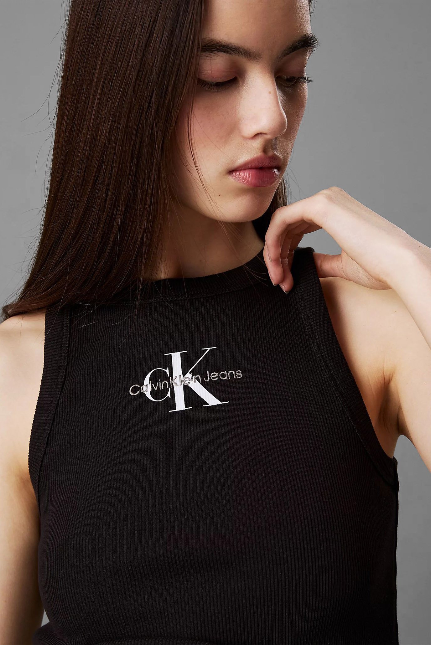 Женская черная майка MONOLOGO RIB TANK TOP 4