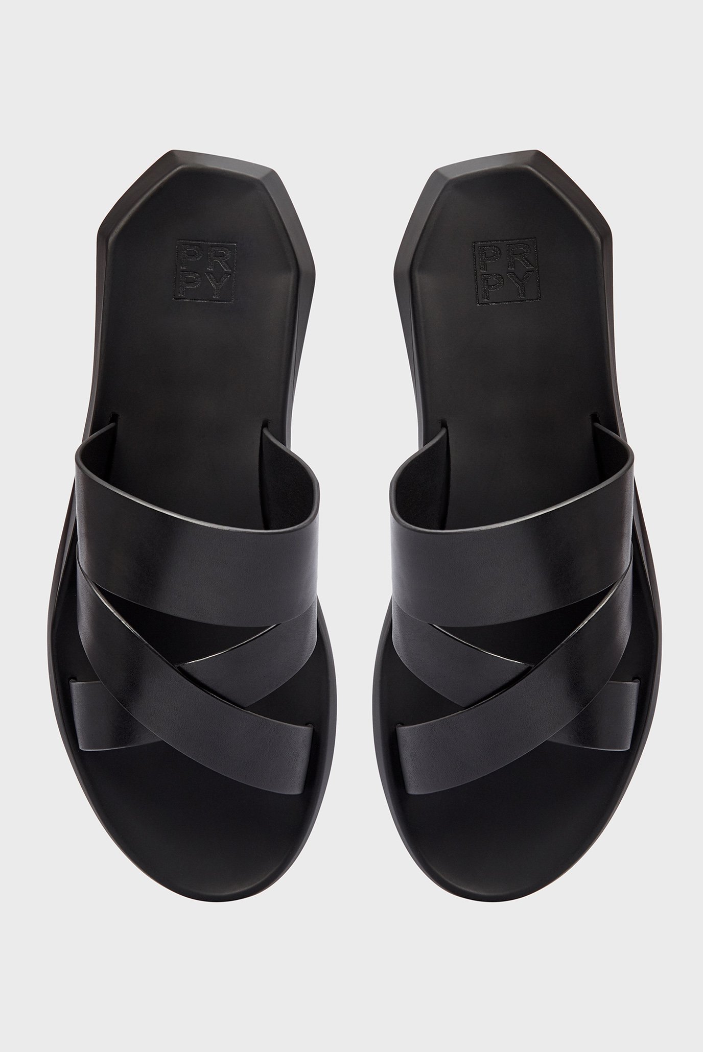 Мужские черные кожаные слайдеры PRPY Мужские черные кожаные слайдеры 4