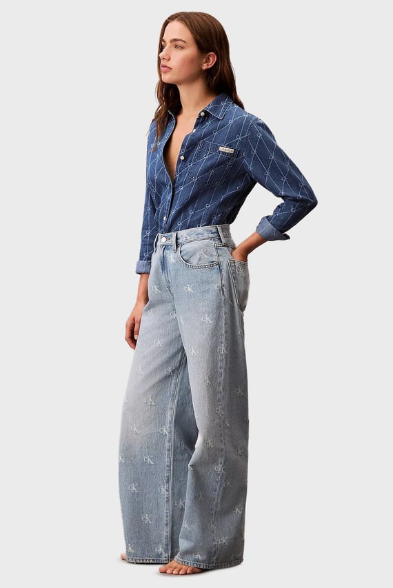Джинсы THE WIDE LEG CK DISTRESSED INDIG
