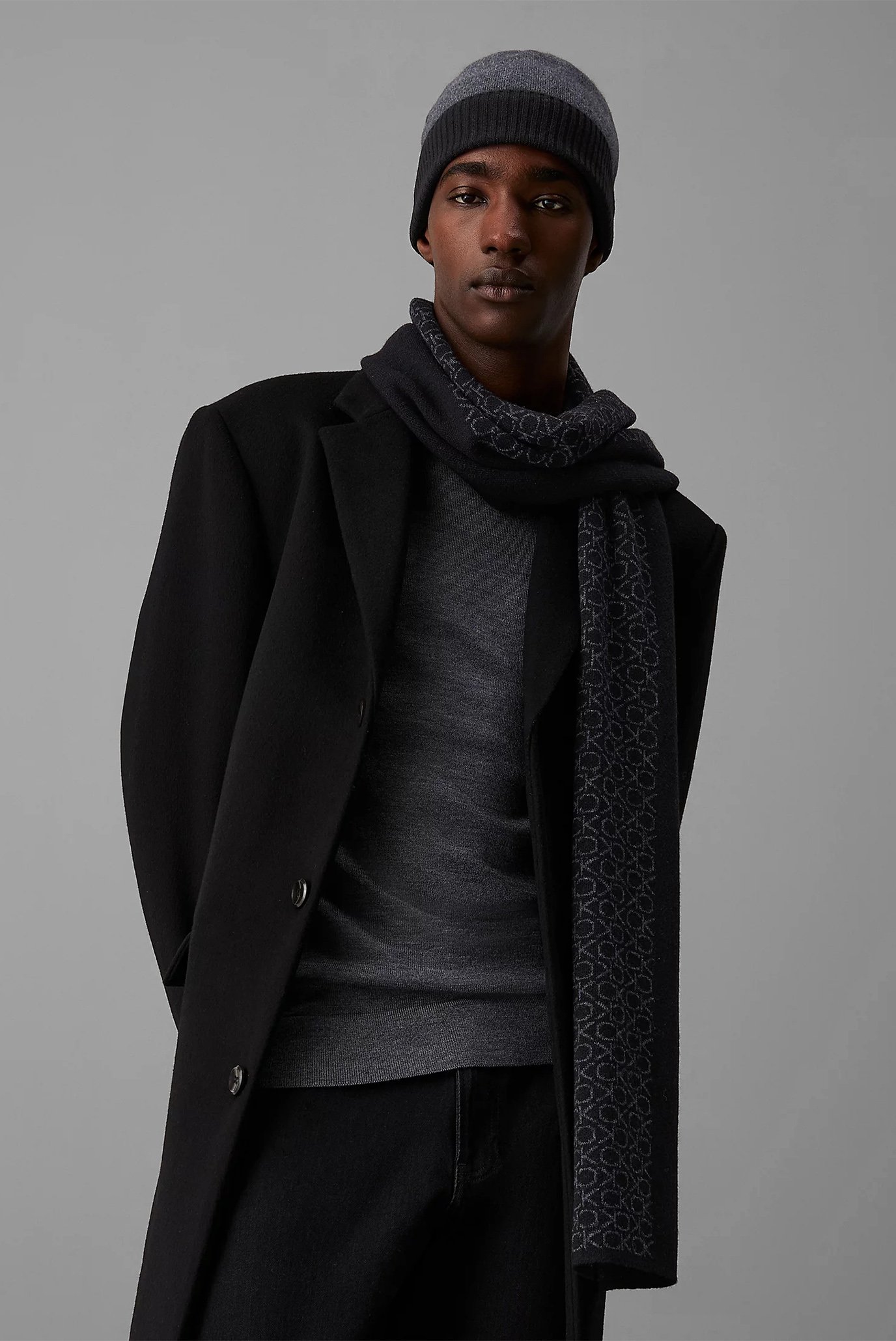 Подарочный набор GS CK MONOGRAM BEANIE + SCARF 2