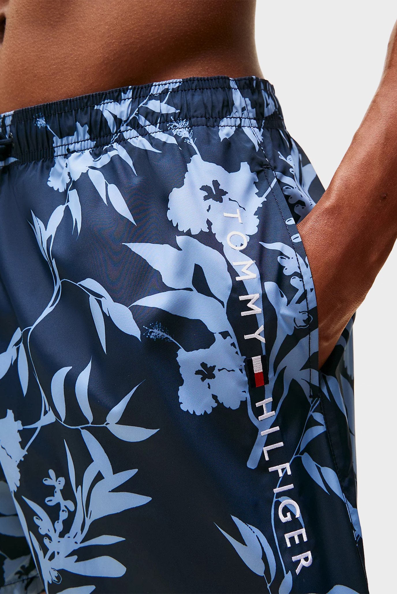 Мужские темно-синие плавательные шорты с узором 4