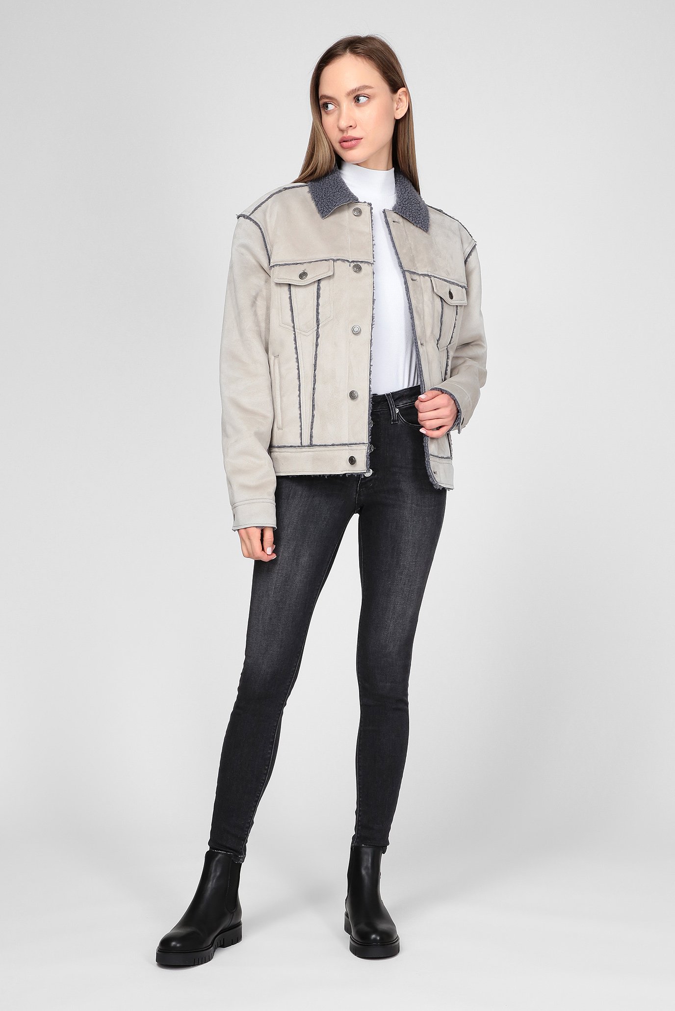 Мужская серая куртка  Lewis Hamilton FAUX SUEDE JKT 10