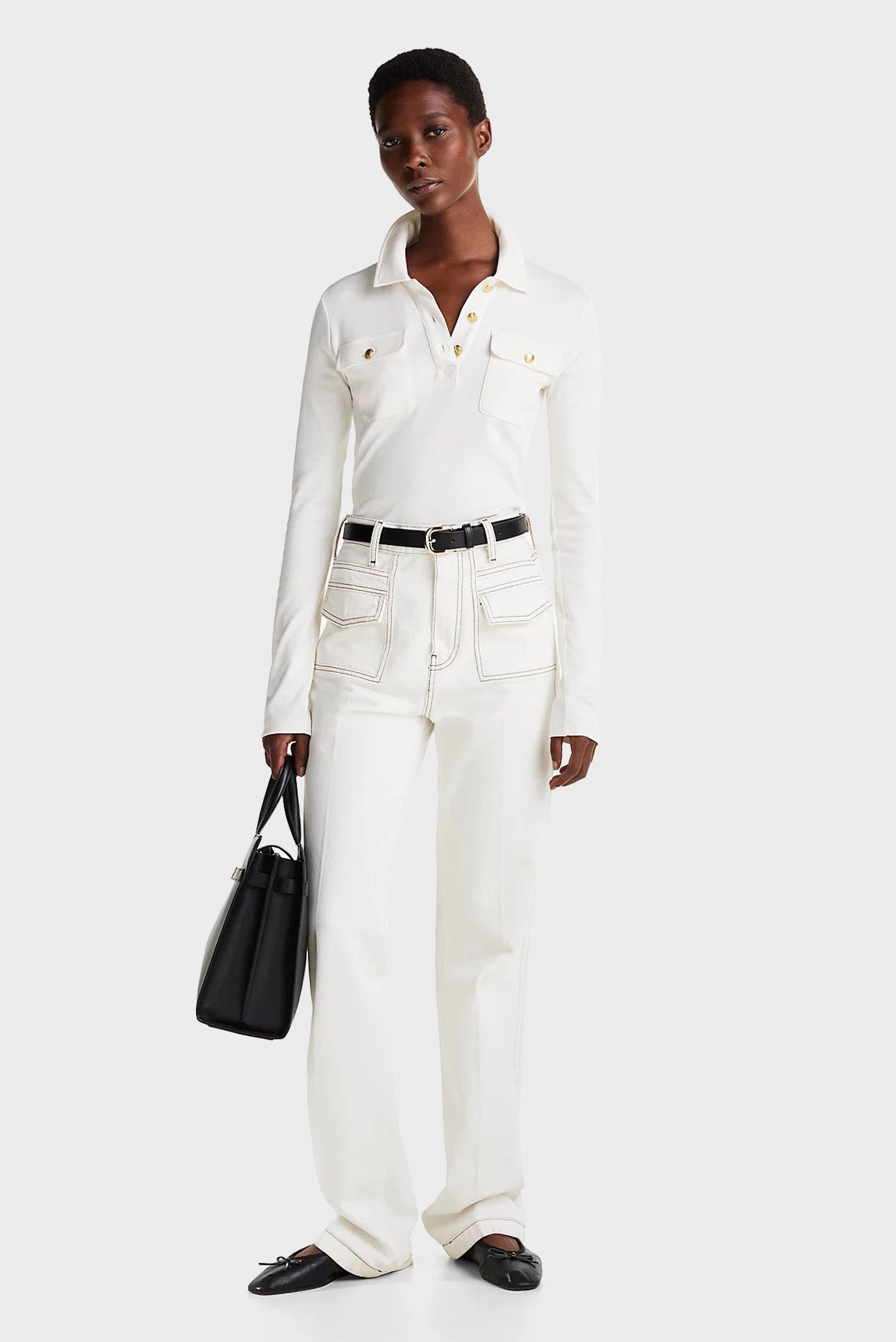 Поло с длинным рукавом SLIM GOLD BTN POLO LS 2