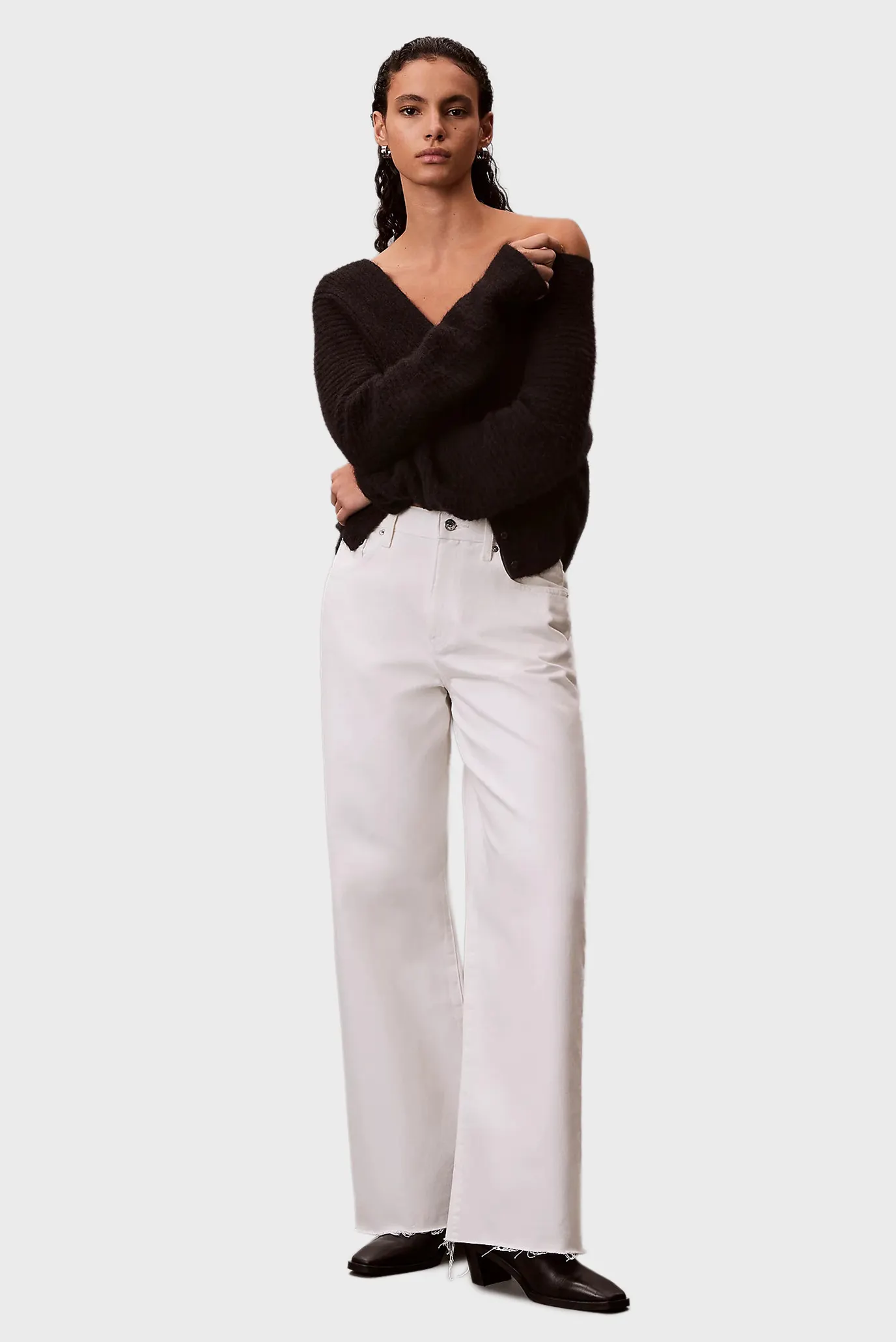 Джинсы THE WIDE LEG RAW HEM CHALK WHITE 2