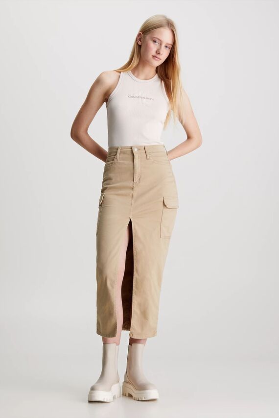 Юбка FRONT SPLIT TWILL MAXI SKIRT