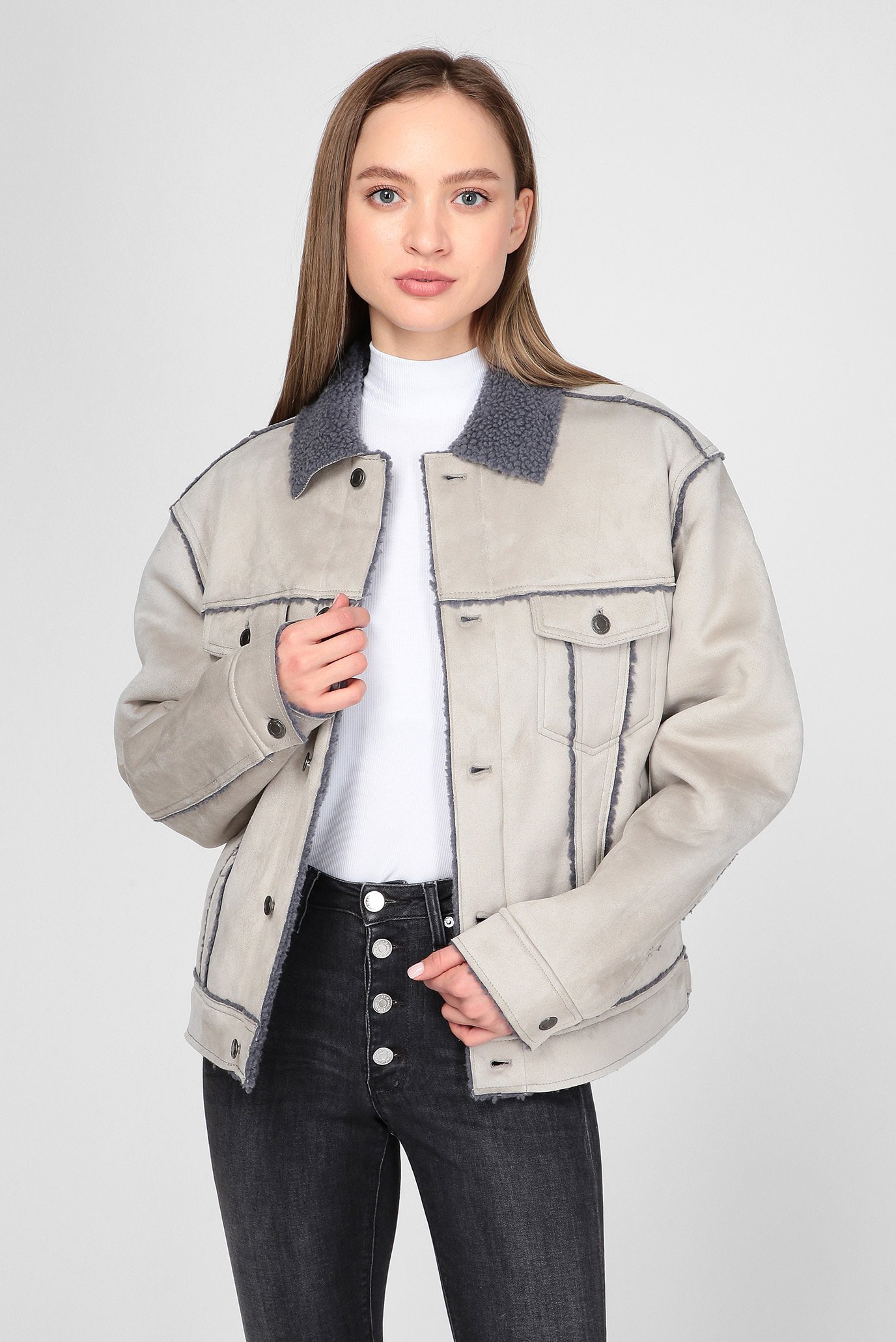 Мужская серая куртка  Lewis Hamilton FAUX SUEDE JKT 6