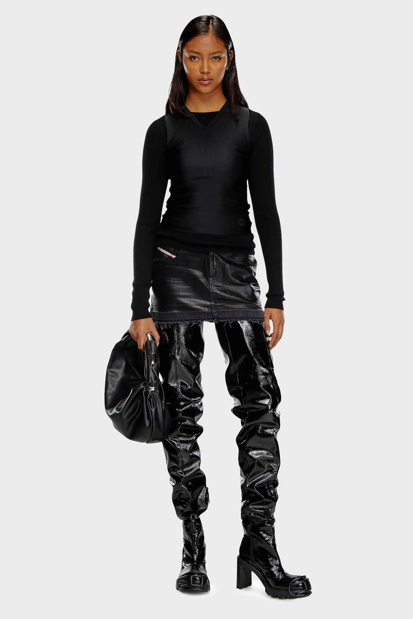 Женский черный шерстяной джемпер ROSEL MAGLIA 2