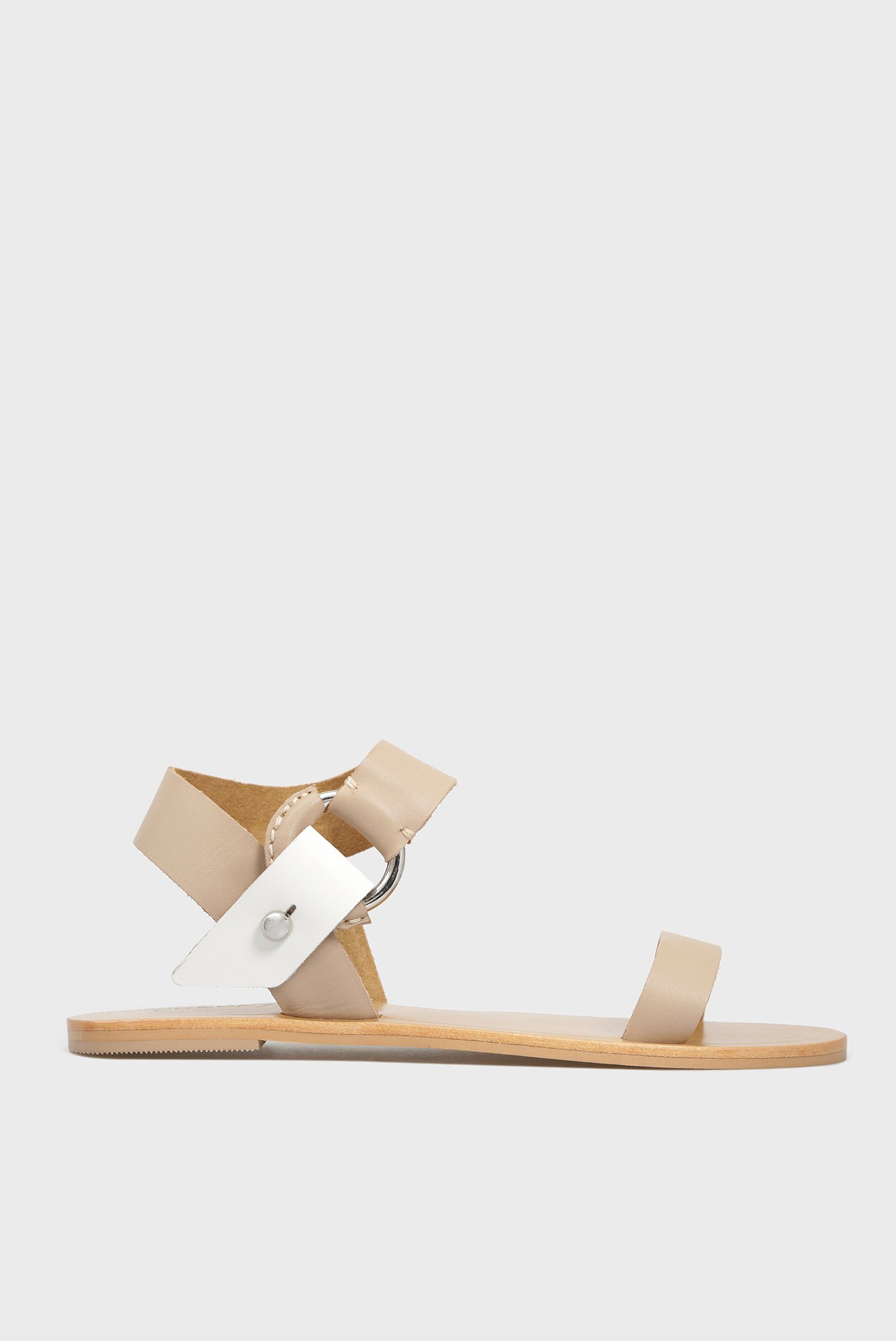 Женские бежевые кожаные сандалии 6