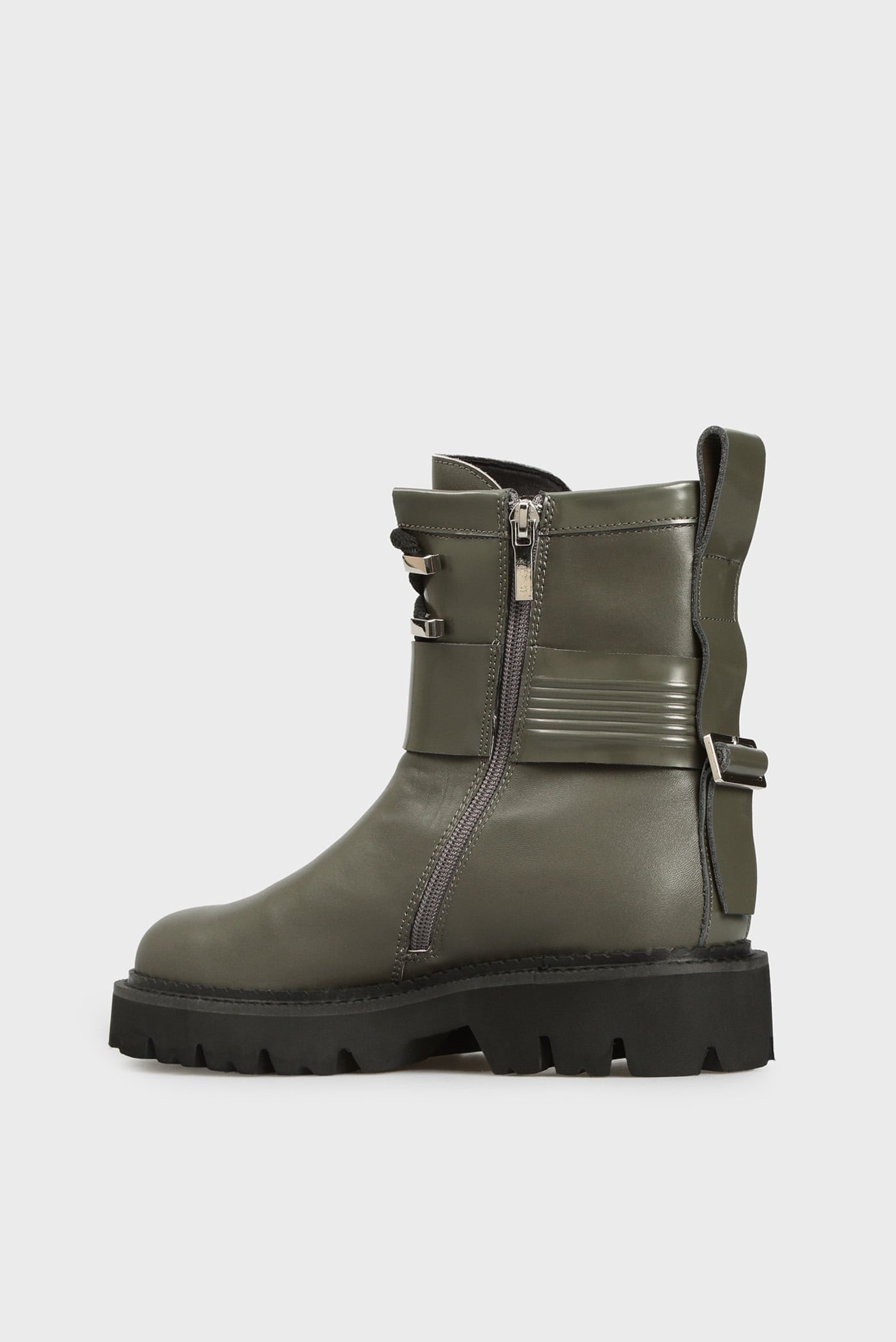 Женские оливковые кожаные ботинки Daphne 8