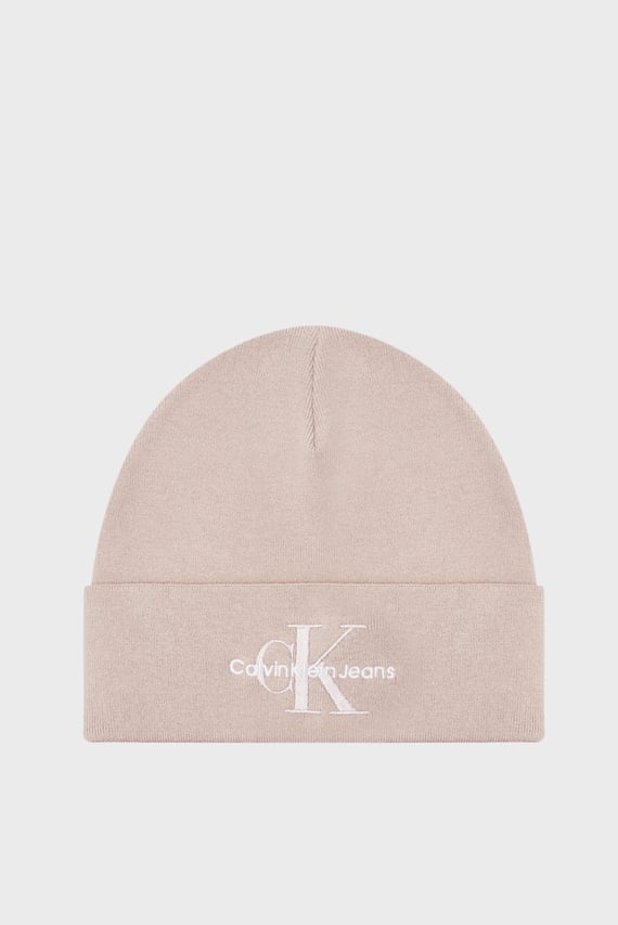 Женская пудровая шапка MONO LOGO EMBRO BEANIE