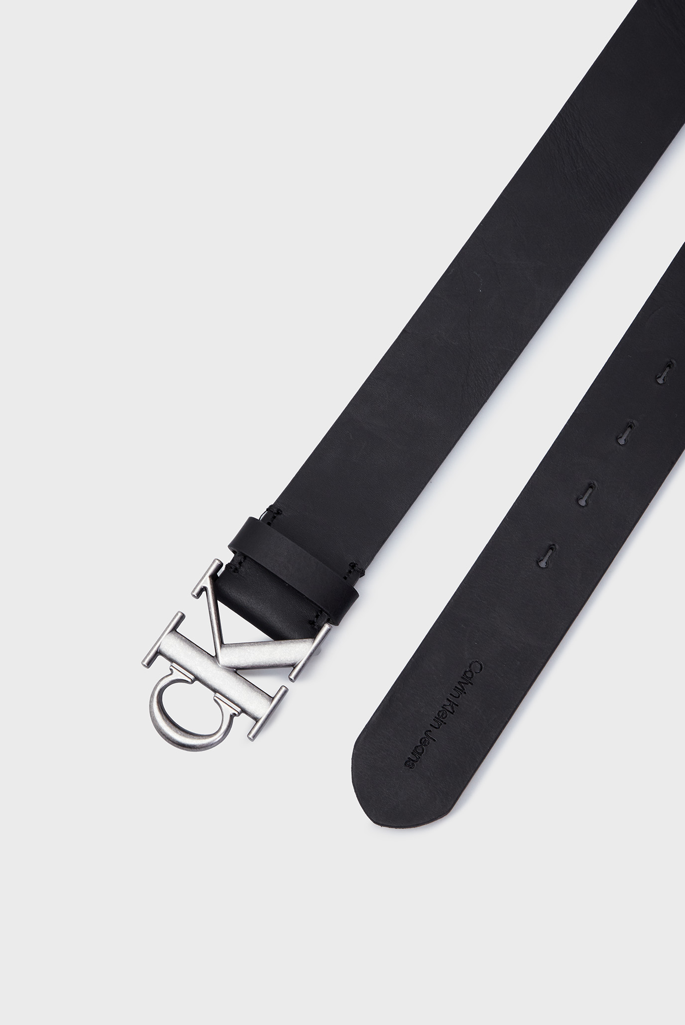 Мужской черный кожаный ремень ROUND MONO PLAQUE LTHR BELT 40MM 3