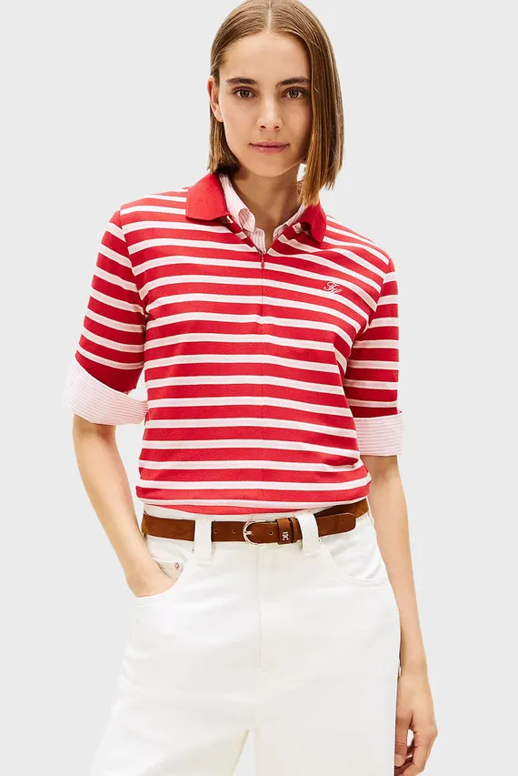 Поло TH SCRIPT LYOCELL ZIP SS POLO Tommy Hilfiger