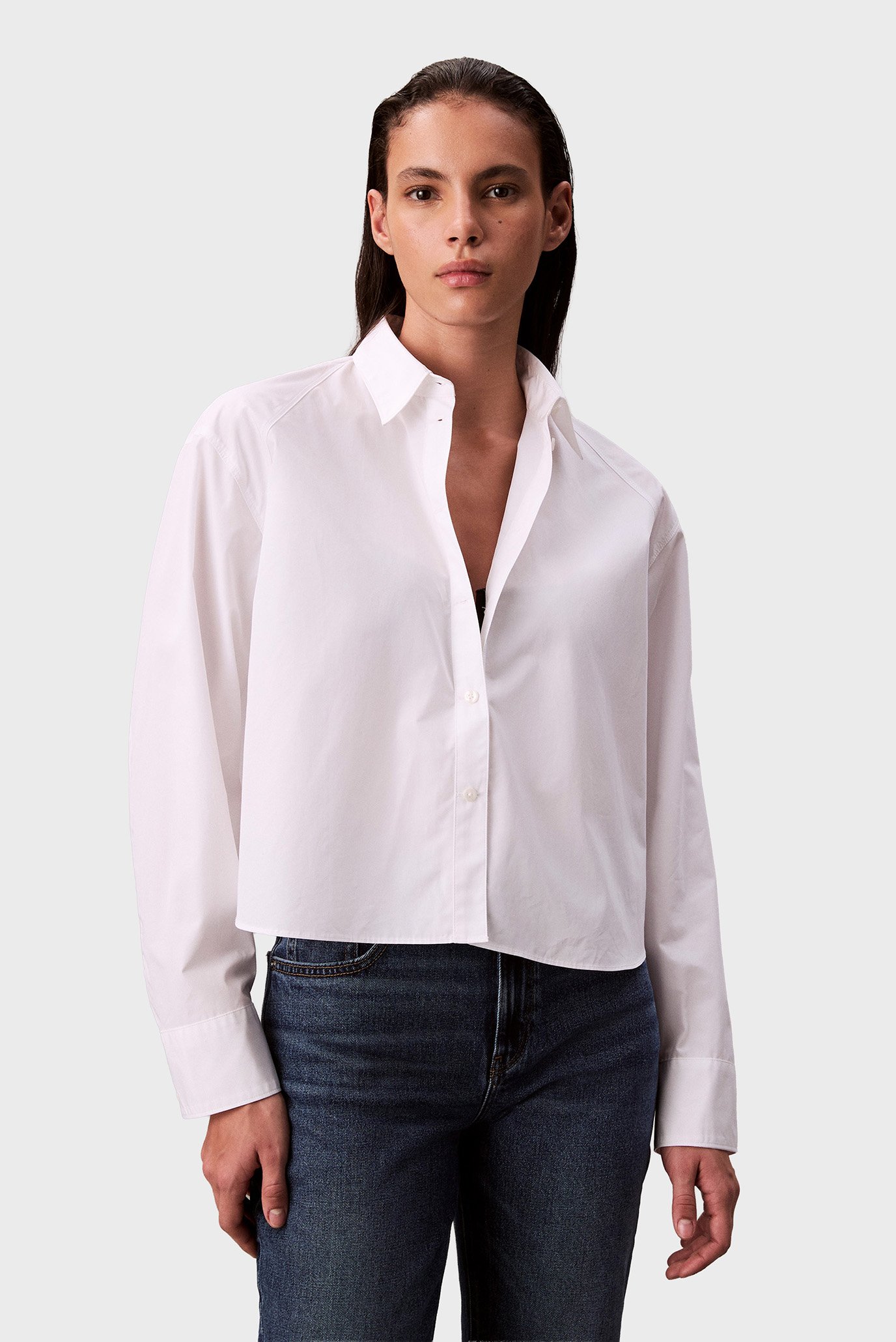 Рубашка/SOLID BOXY CROPPED SHIRT 1