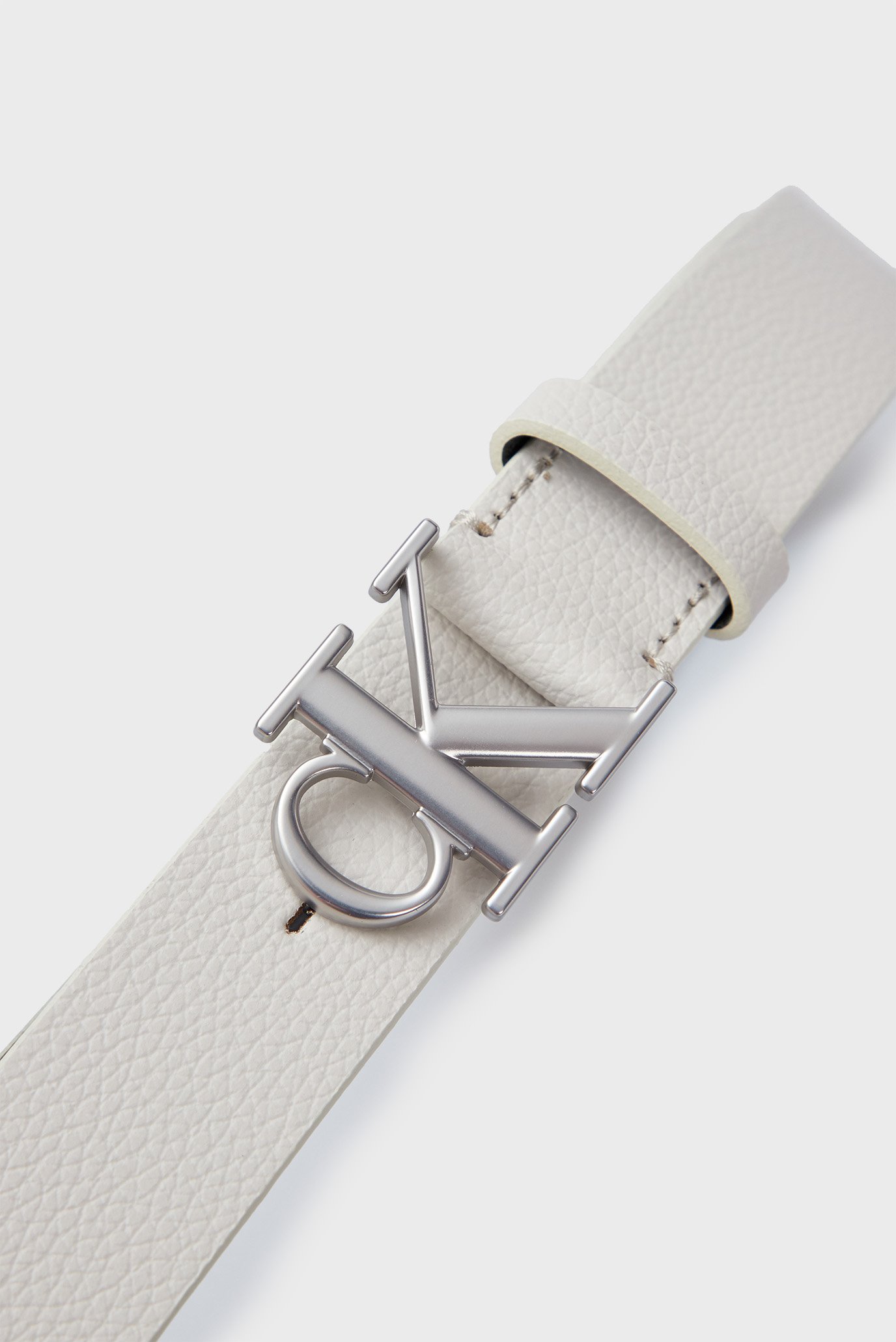 Женский белый кожаный ремень ROUND MONO PLAQUE LTHR BELT 30MM 2