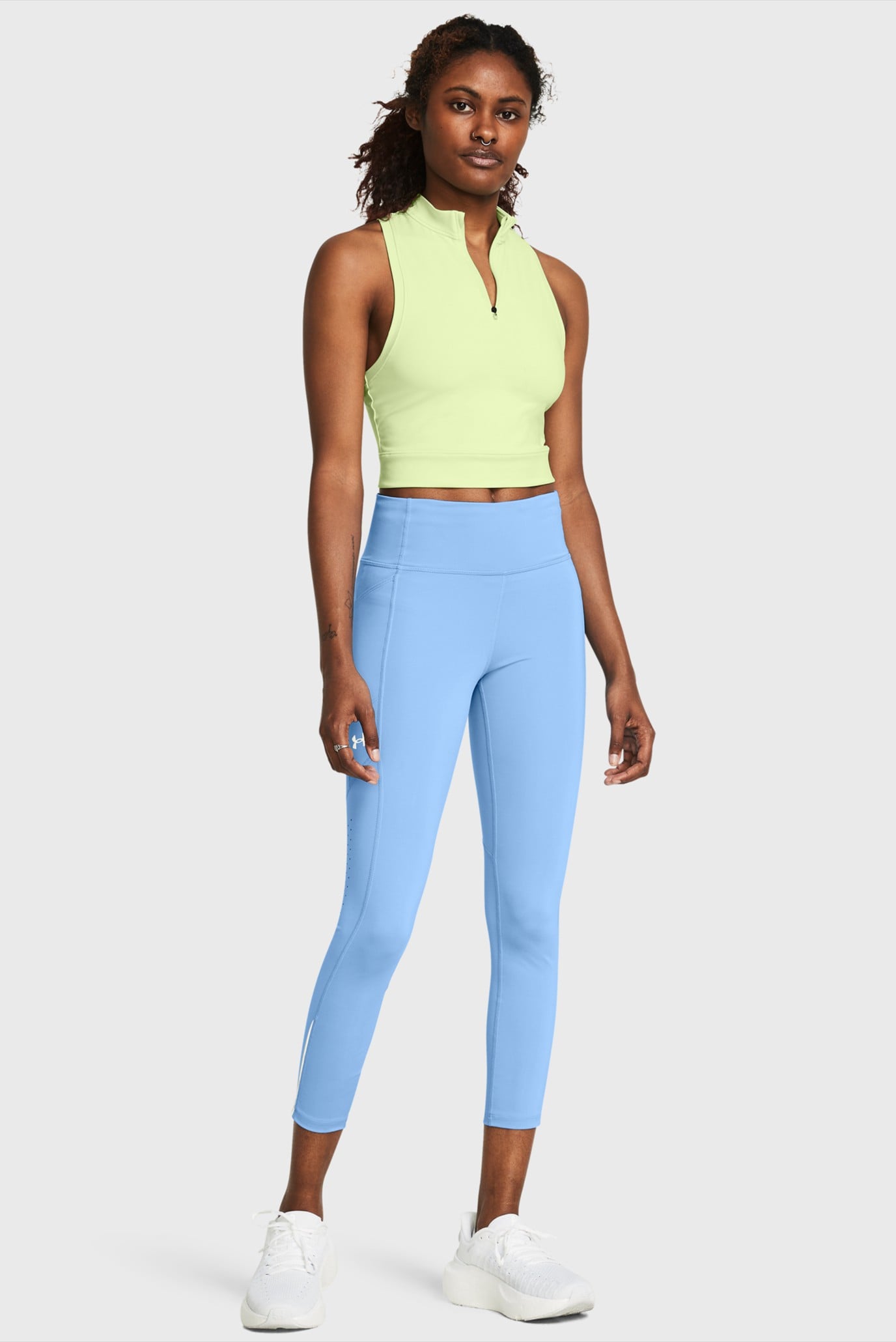 Женские голубые тайтсы UA Launch Ankle Tights 3