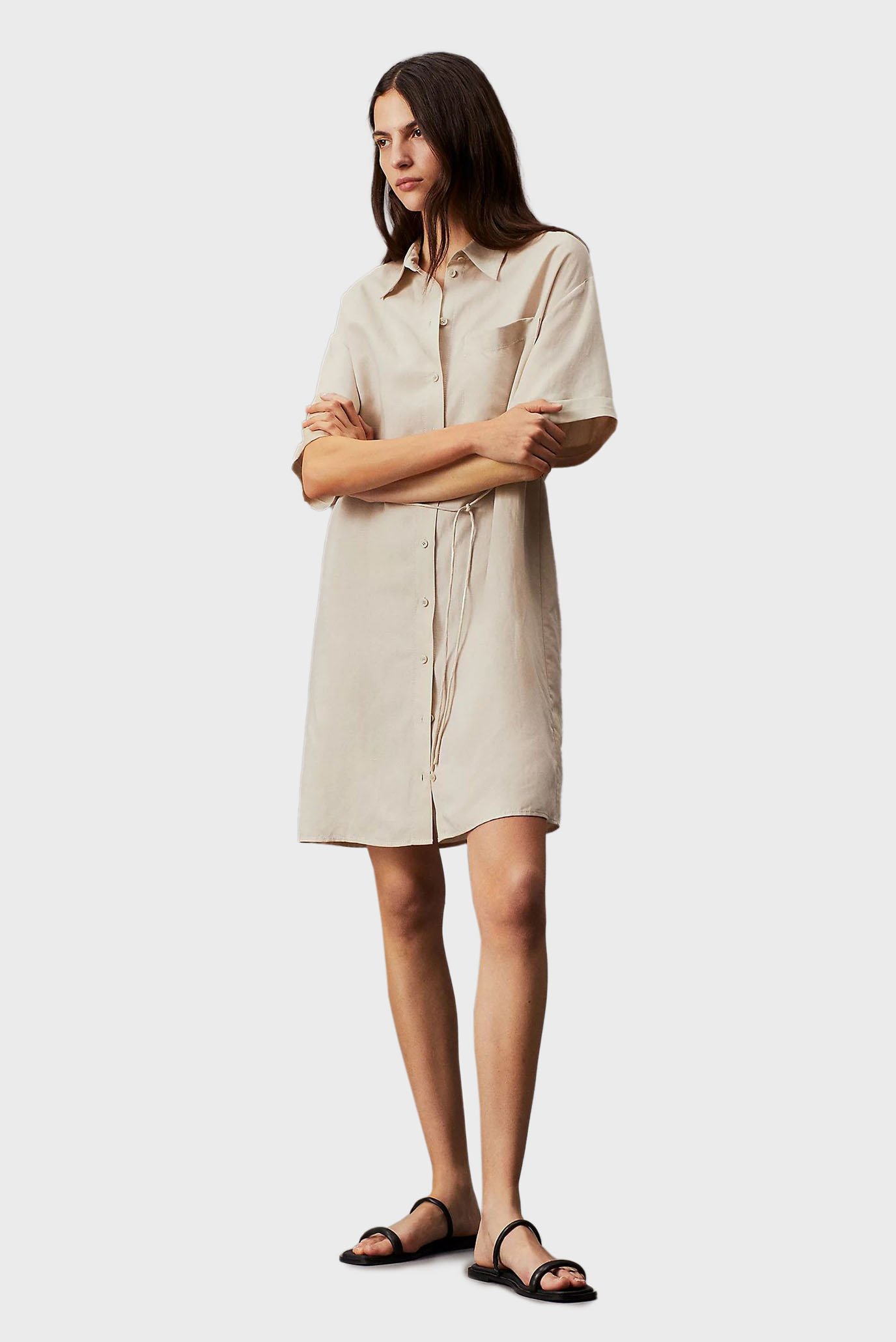 Платье/LINEN BLEND RELAXED SHIRT DRESS 4