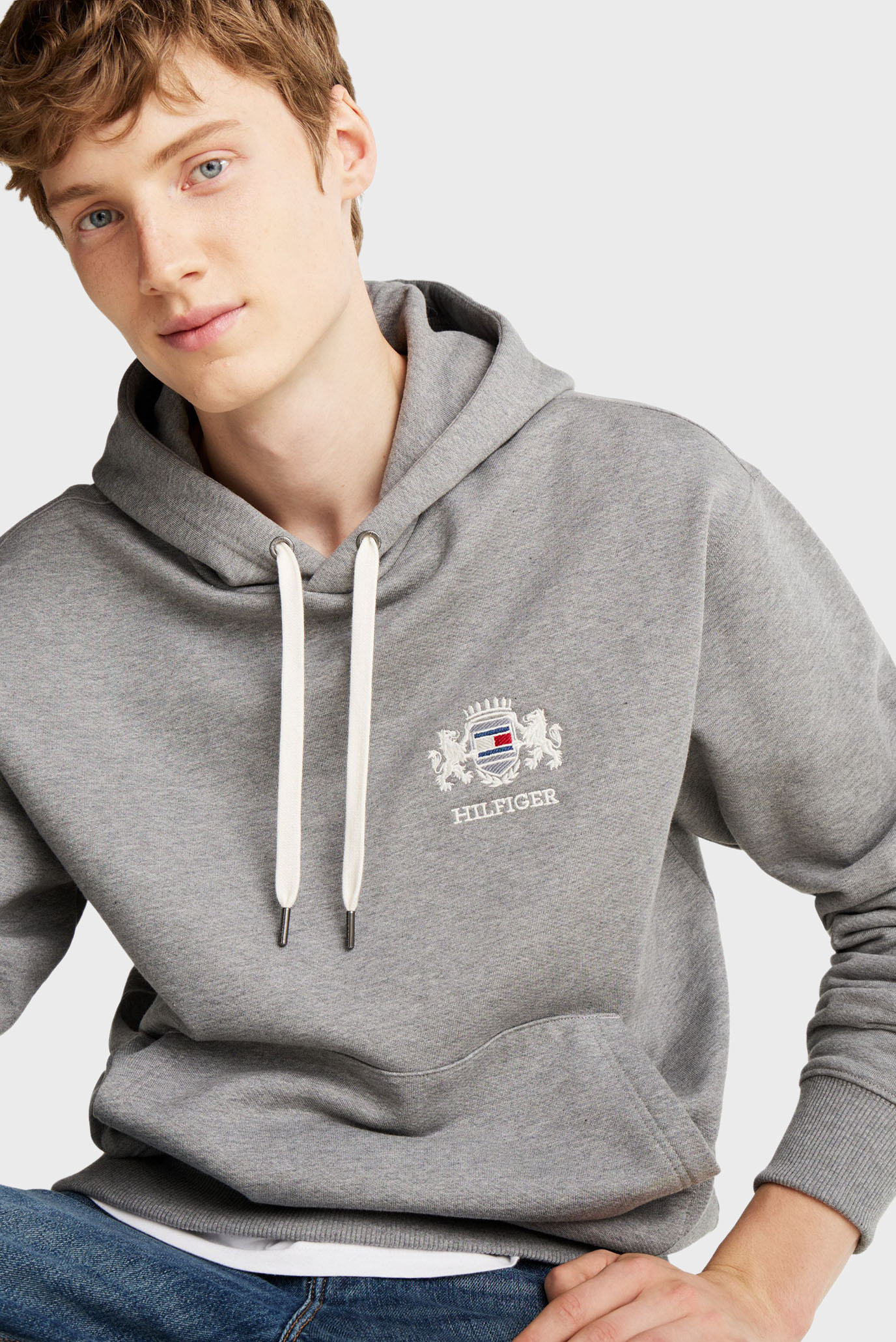 Мужское серое худи HILFIGER SMALL CREST 4