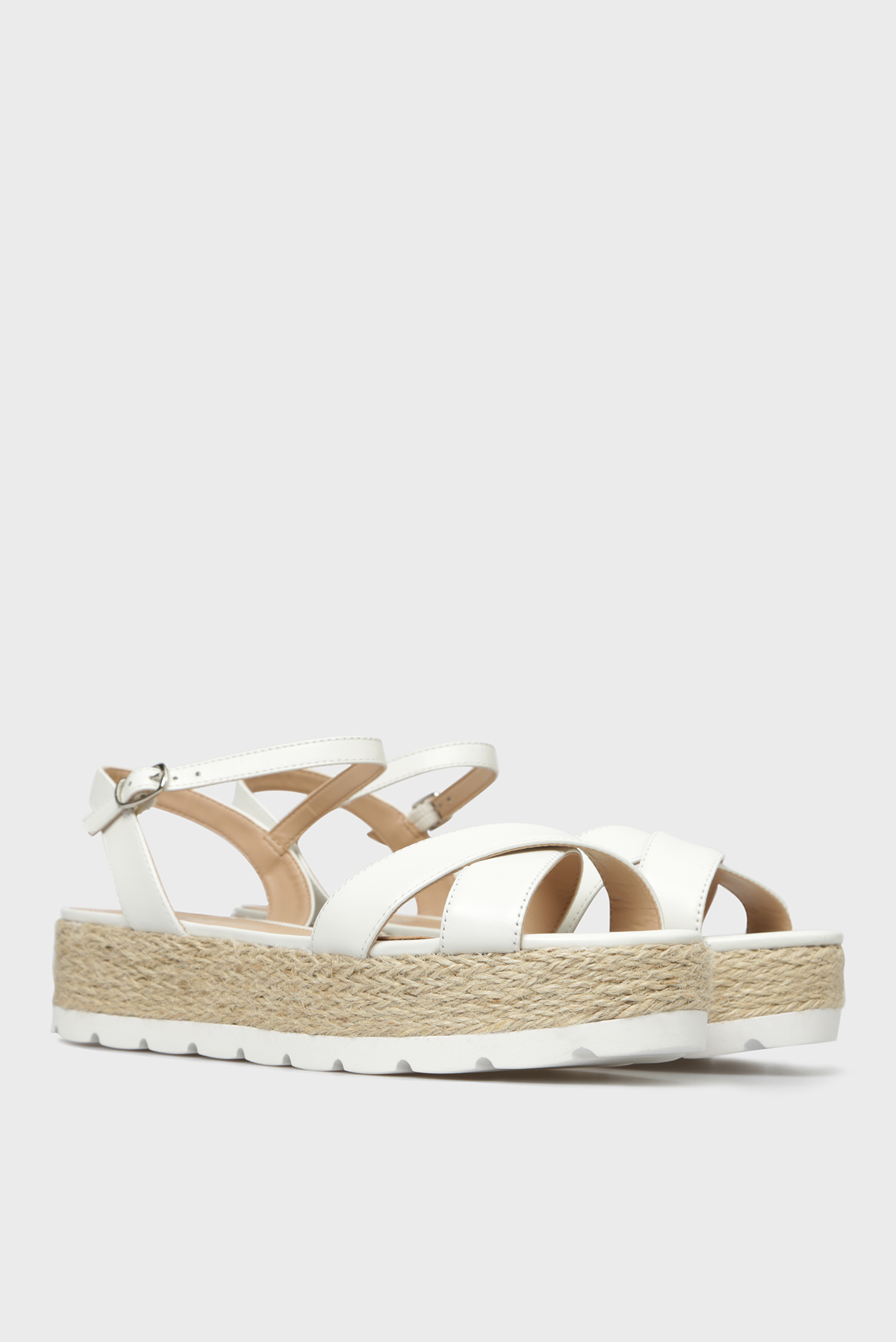 Женские белые кожаные сандалии 7