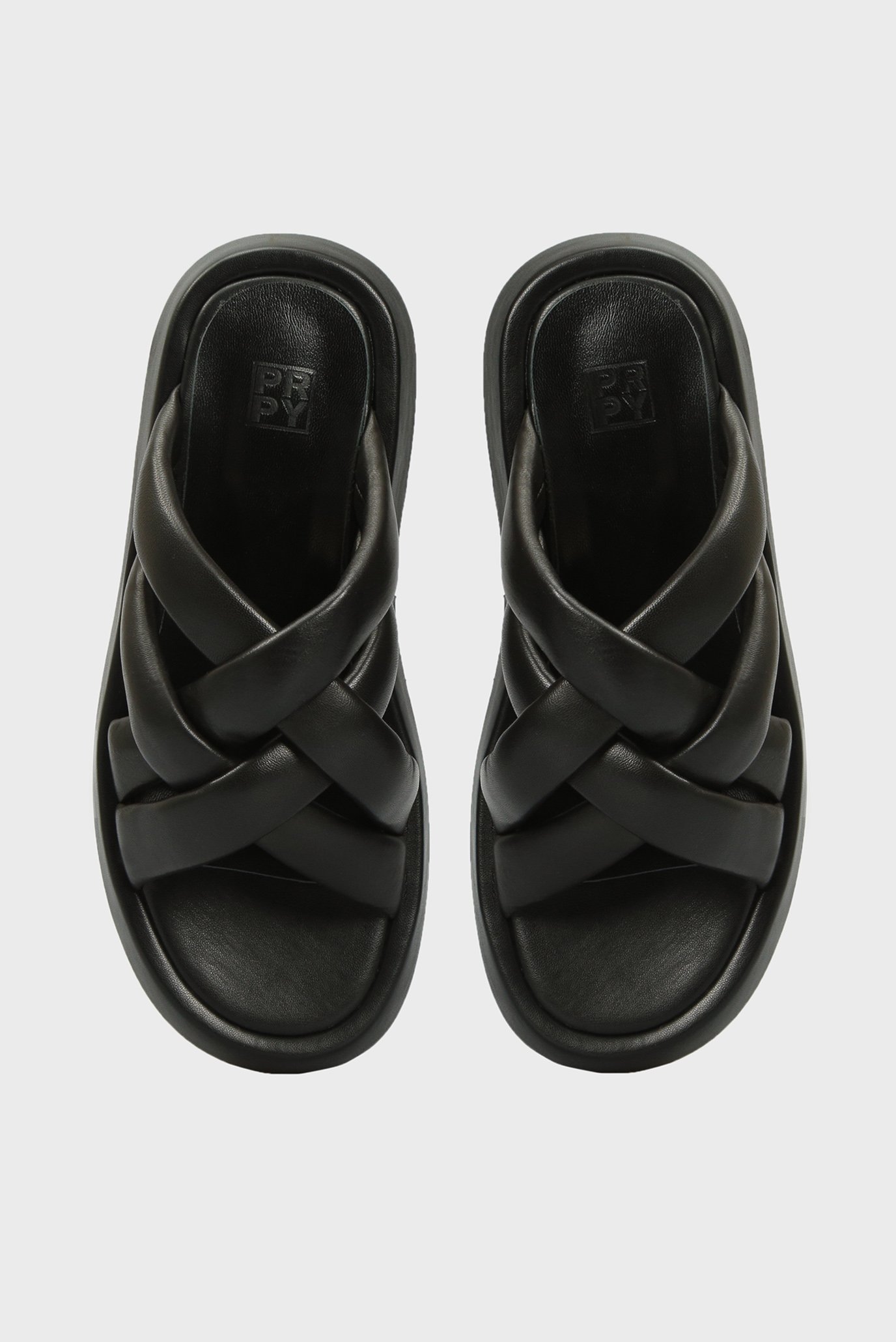 Женские черные кожаные слайдеры Campania 4