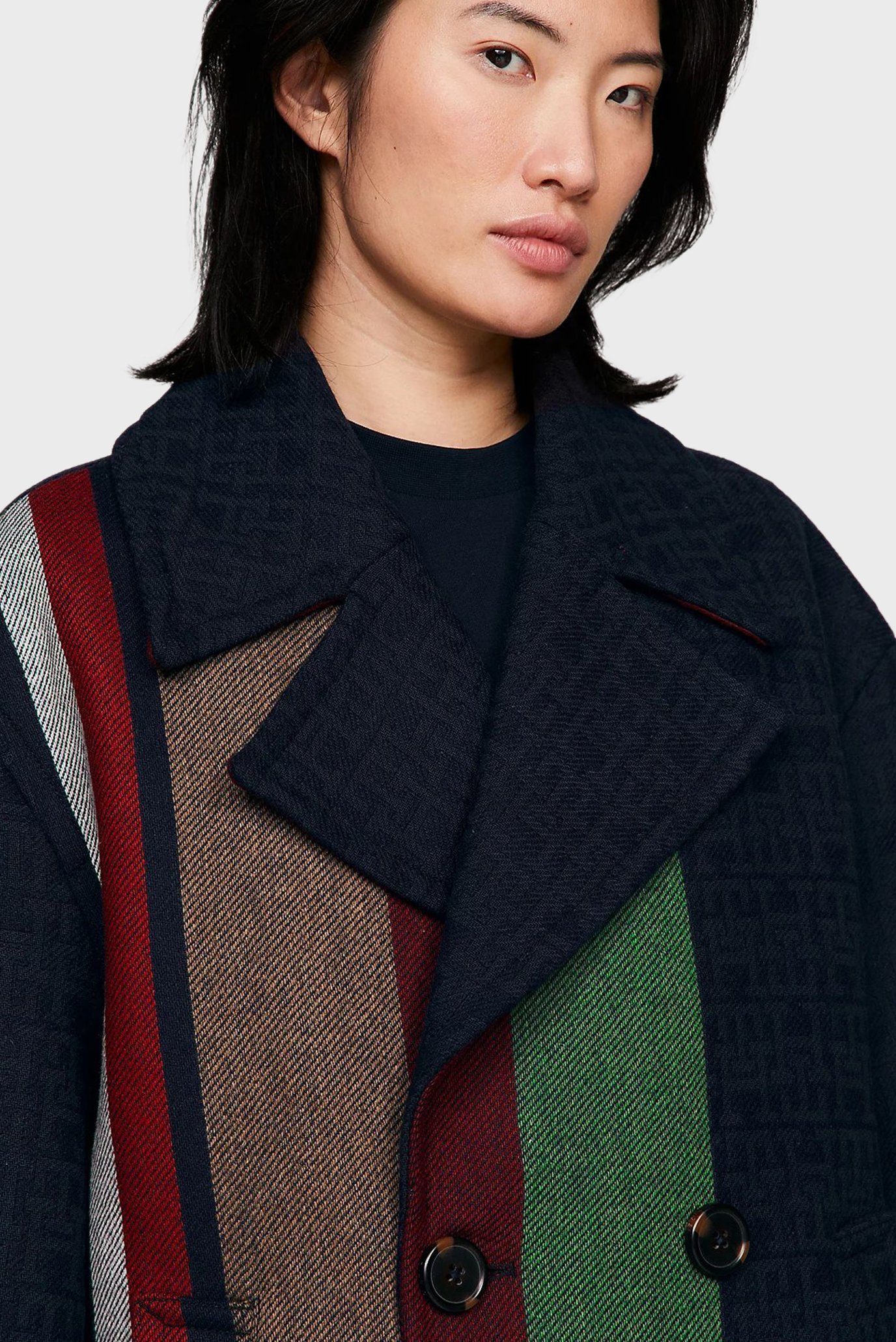 Темно-синее пальто с узором Tommy x Pendleton (унисекс) 3