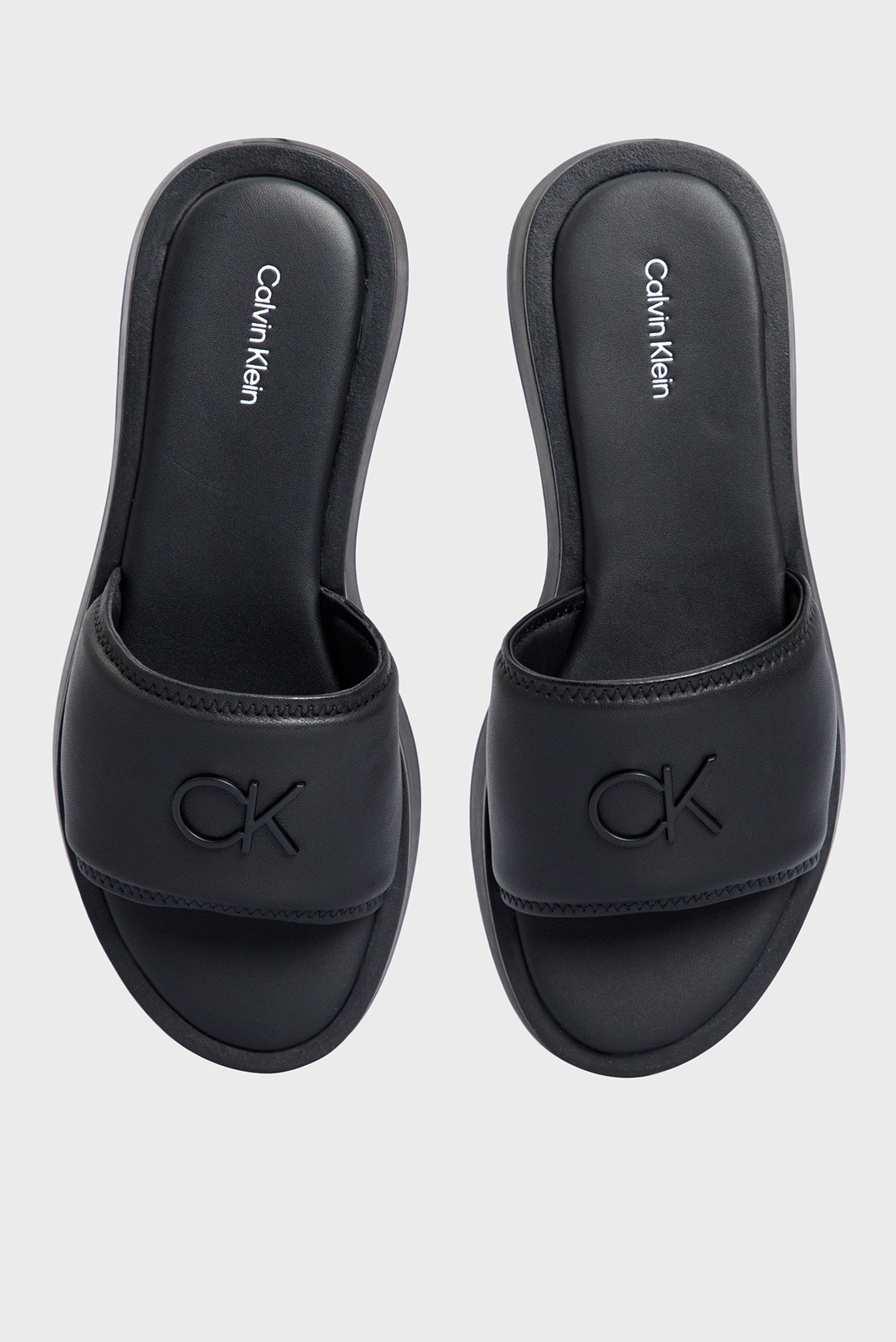 Женские черные кожаные слайдеры DRESS FLATFORM 10