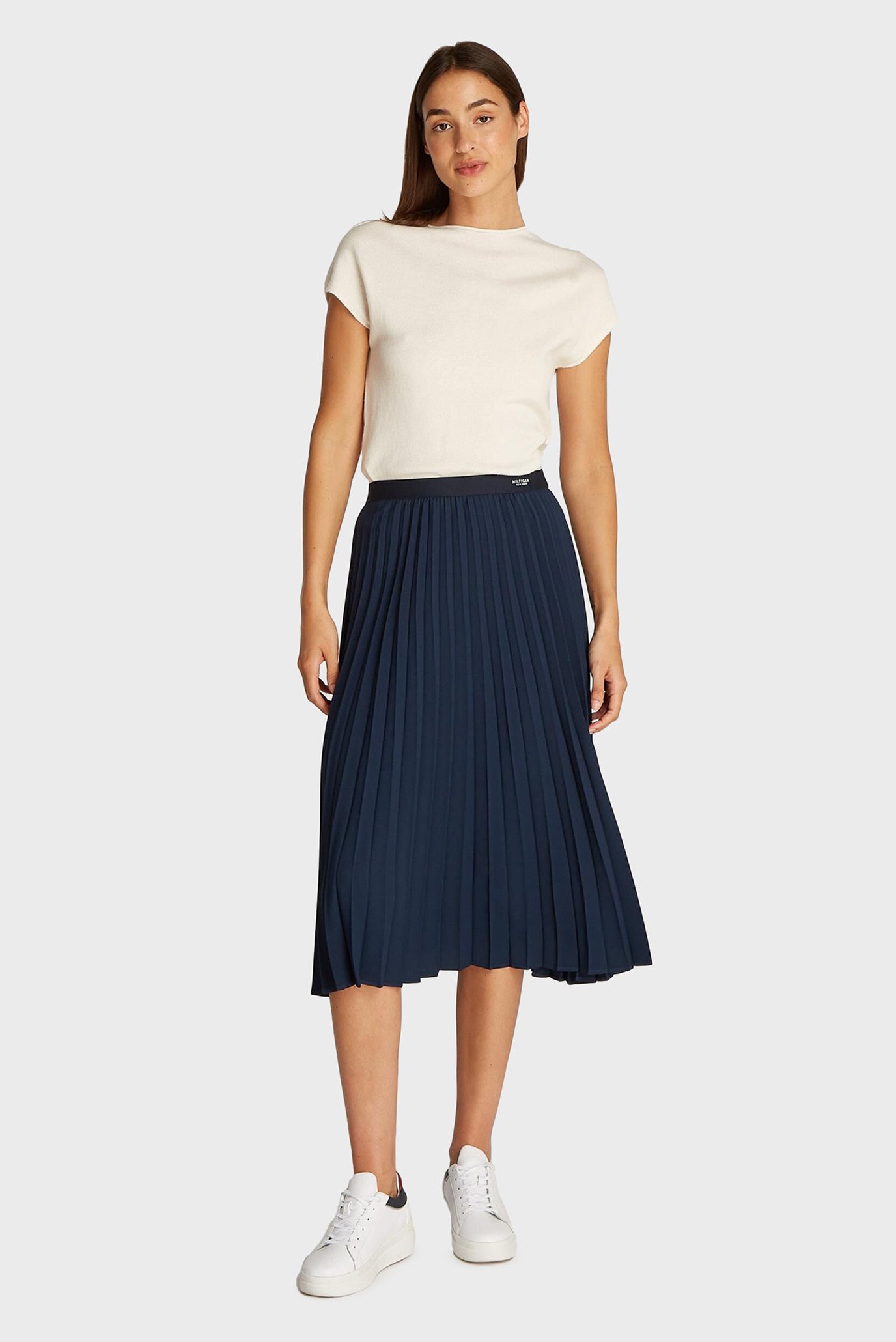 Женская темно-синяя плиссированная юбка FLUID PLEATED PULL ON MIDI SKIRT 4