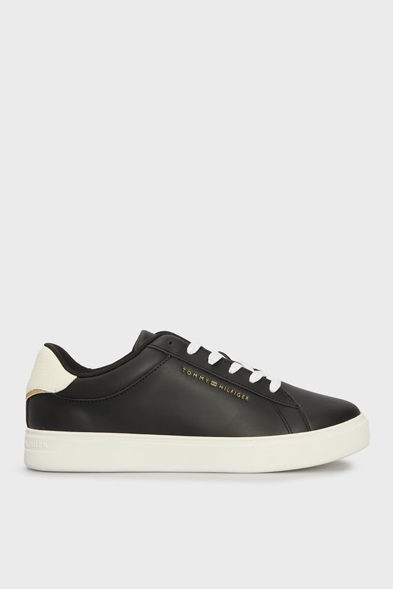 Женские черные кожаные сникерсы ESSENTIAL COURT SNEAKER