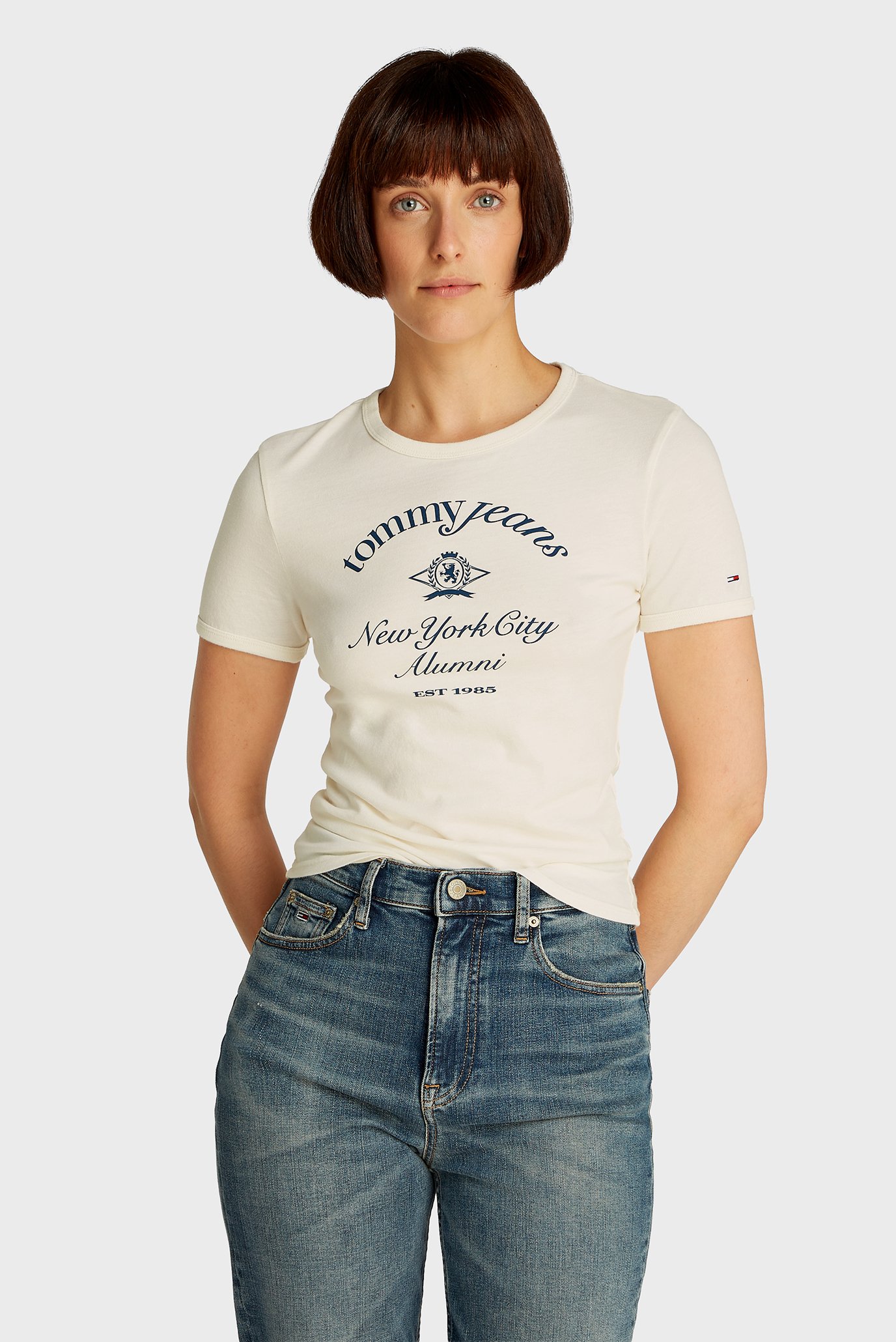 Женская белая футболка TJW SLIM CREST NYC RINGER 1