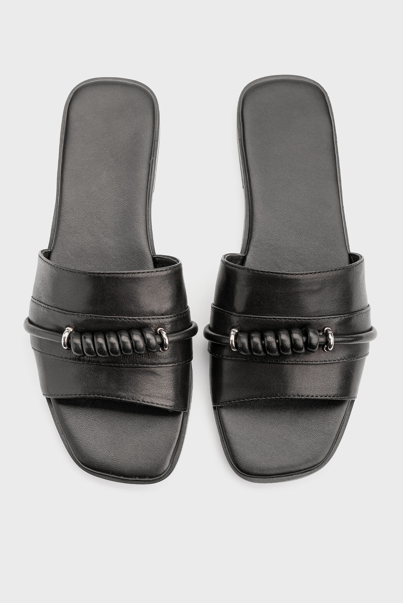 Женские черные кожаные слайдеры Aline 3