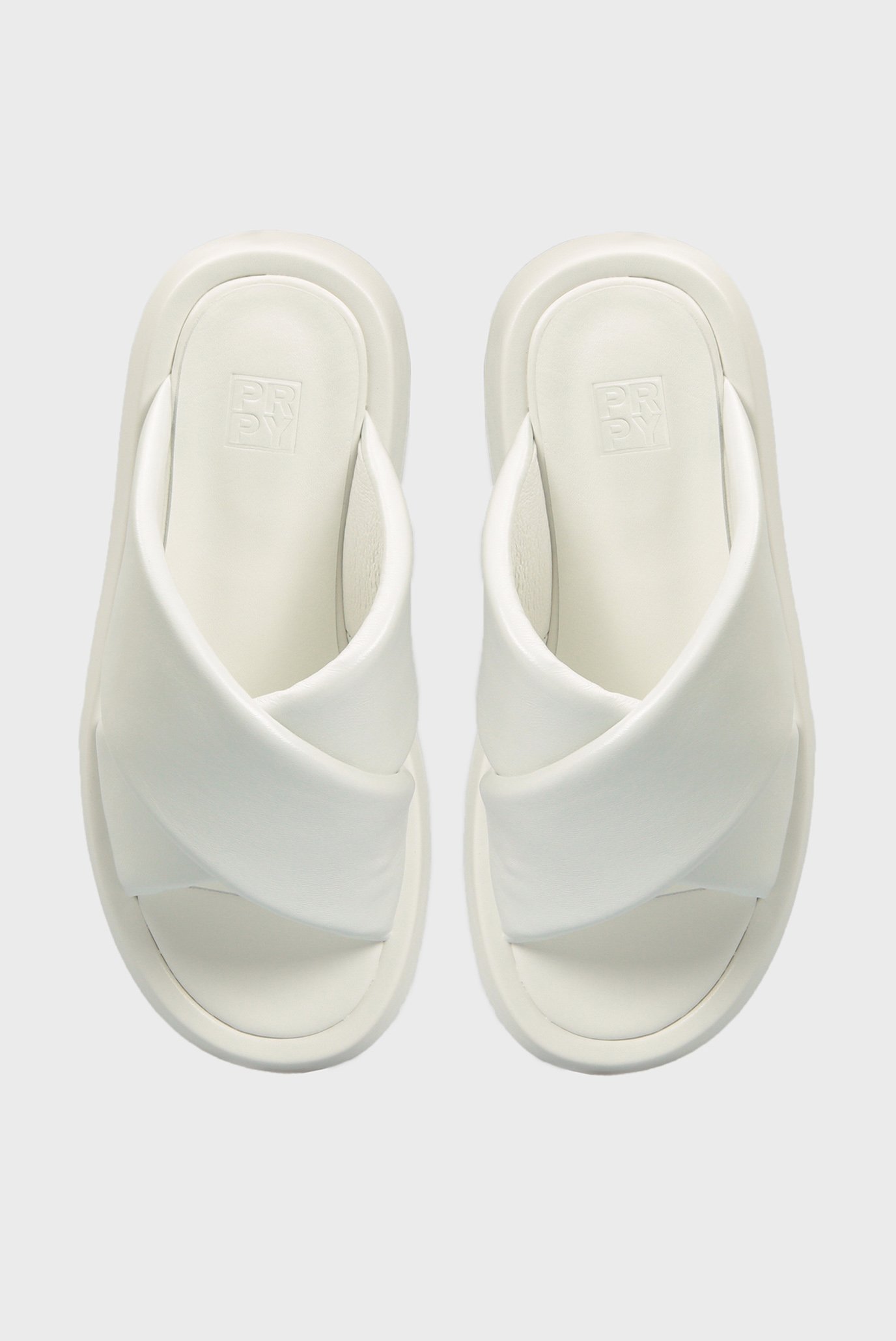 Женские белые кожаные слайдеры MonzaPRPY Женские белые кожаные слайдеры Monza 9