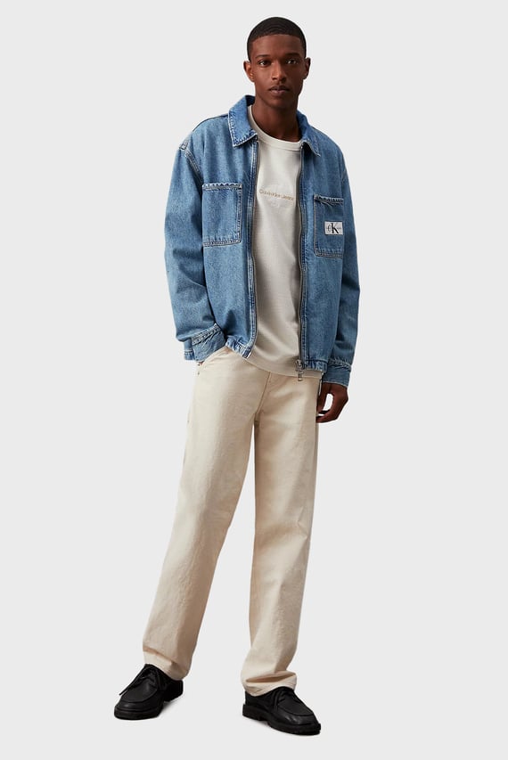 Мужская синяя джинсовая рубашка ZIPPER DENIM SHIRT JACKET