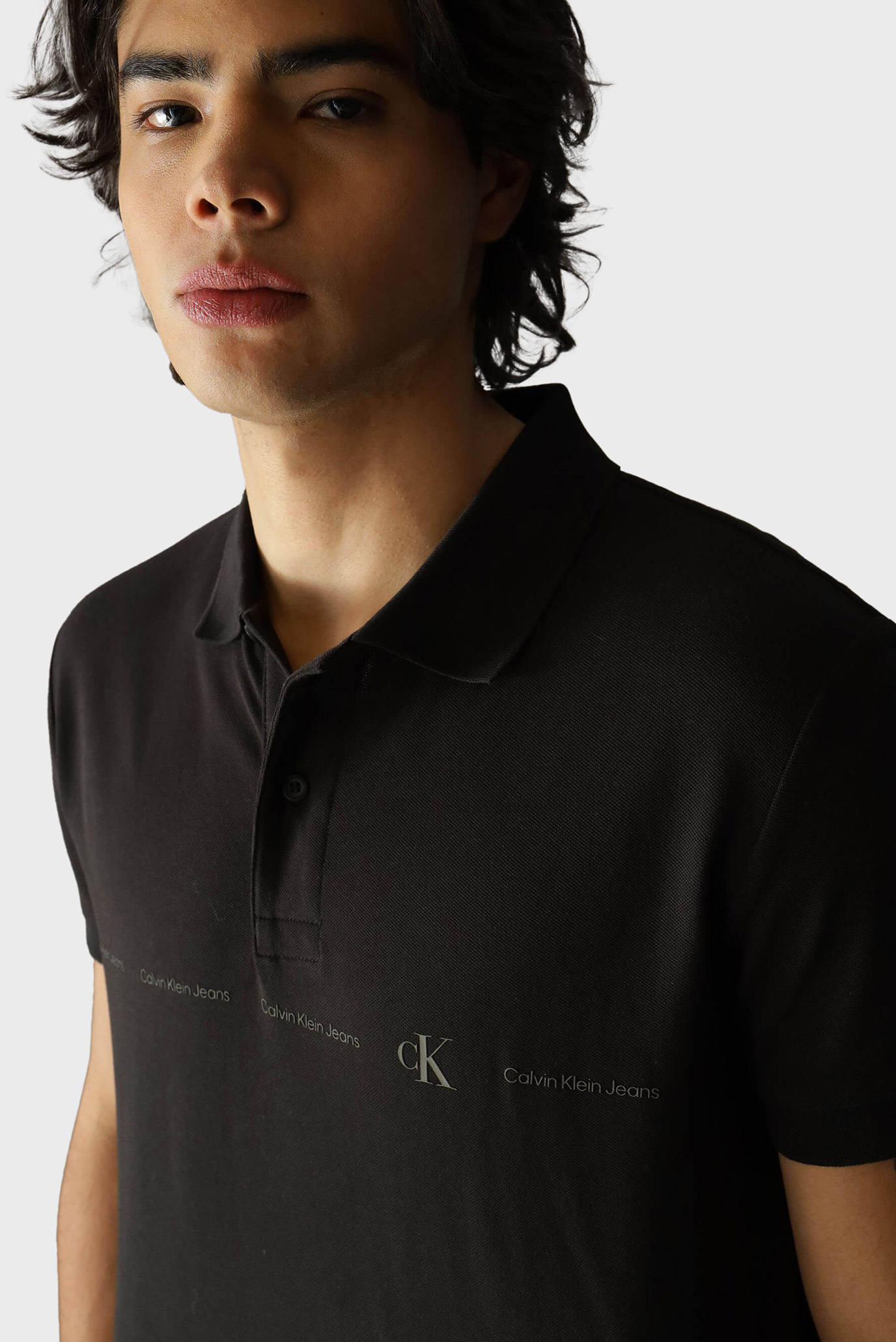 Мужское черное поло LOGO REPEAT POLO 7