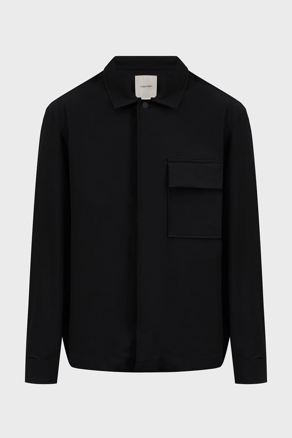 Мужская черная рубашка 4-WAY STRETCH NYLON OVERSHIRT Calvin Klein Мужская черная рубашка 4-WAY STRETCH NYLON OVERSHIRT Calvin Klein