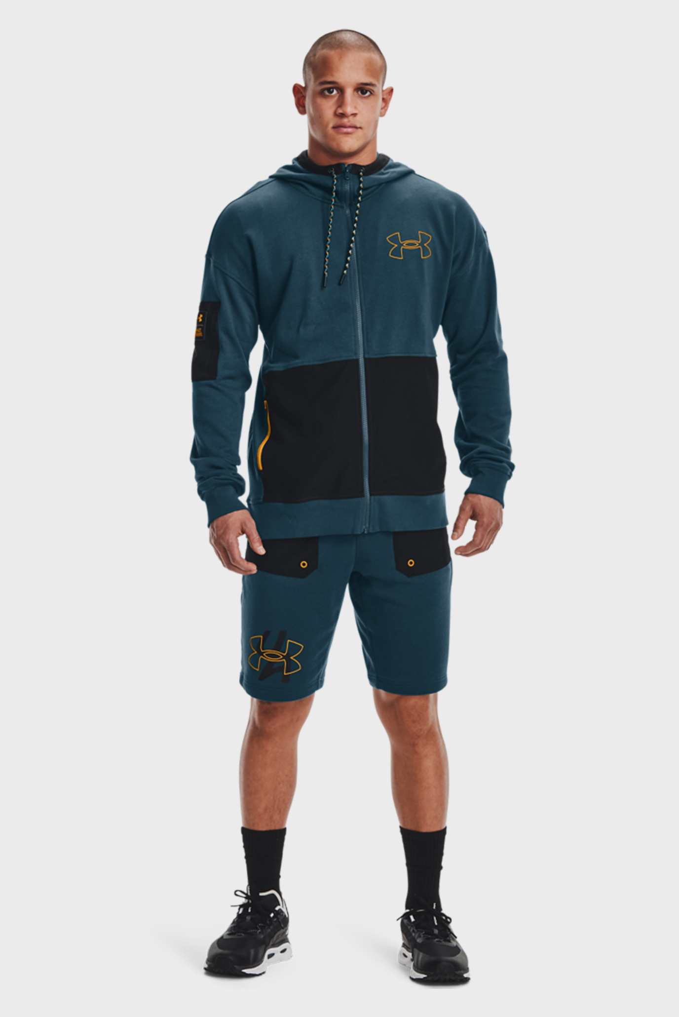 Мужское синее худи UA RIVAL TERRY SCRIBBLE FZ 8