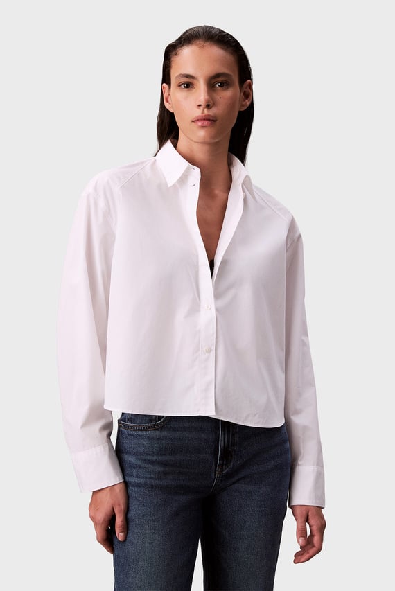 Рубашка/SOLID BOXY CROPPED SHIRT