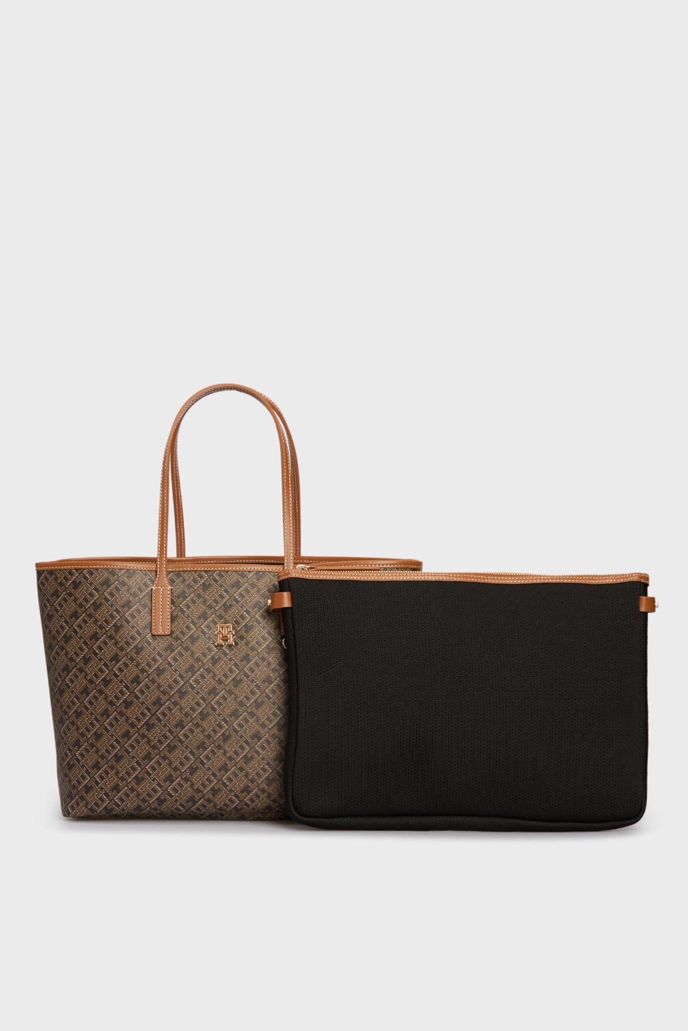 Женская коричневая сумка с узором TH MONOPLAY LEATHER TOTE 5