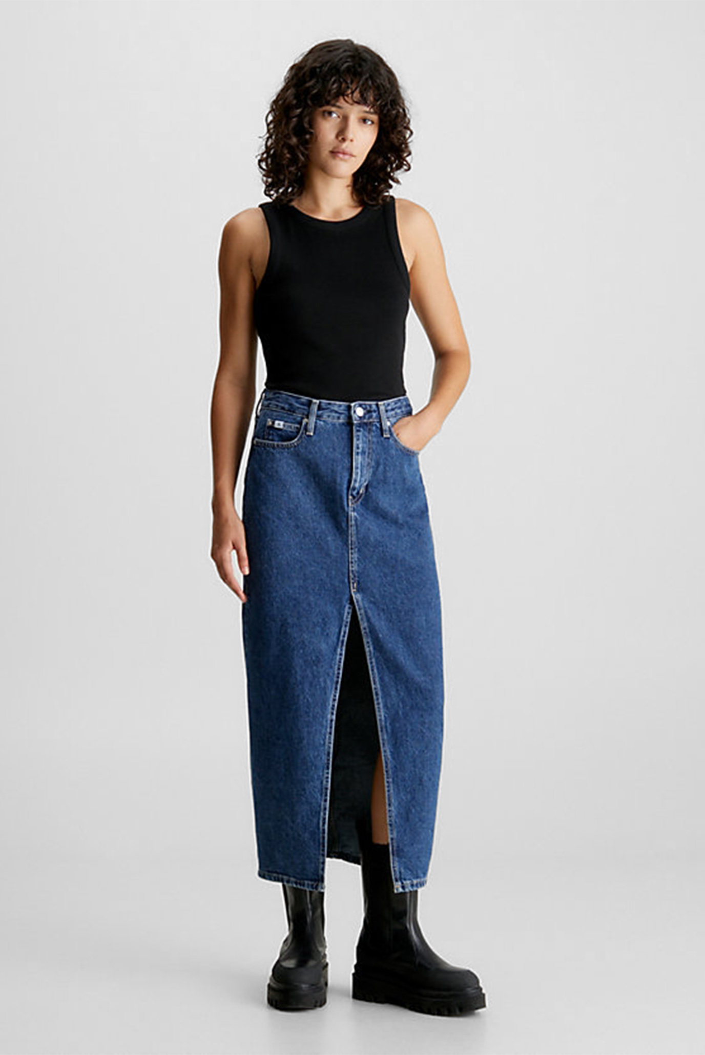 Юбка/FRONT SPLIT MAXI DENIM SKIRT 3