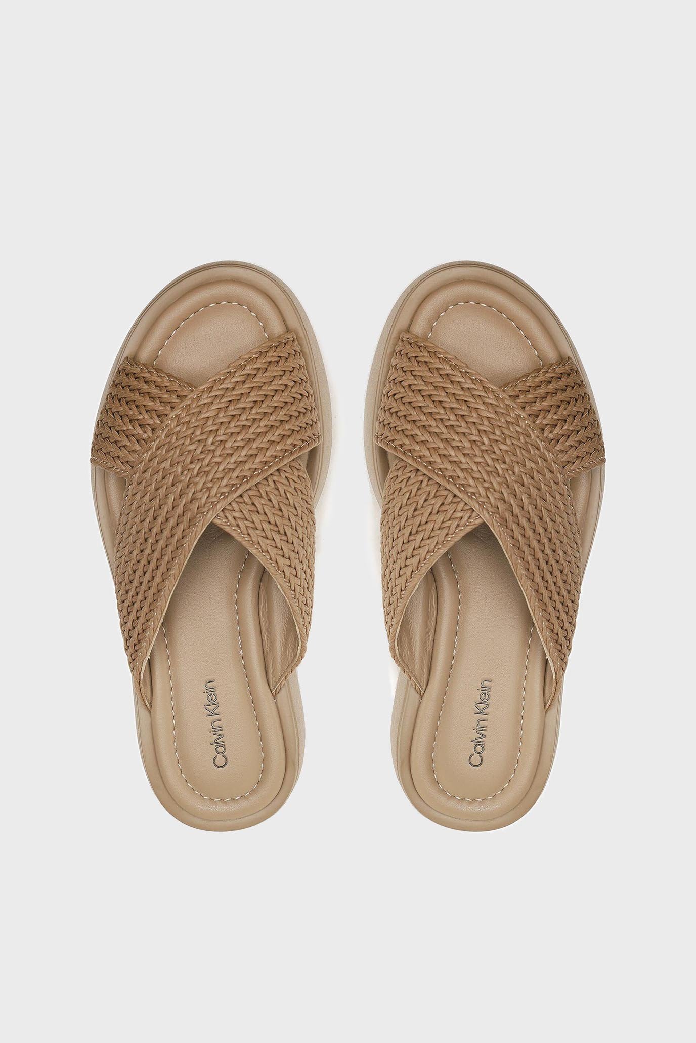 Женские бежевые слайдеры  BUBBLE SLIDE - WOVEN 3