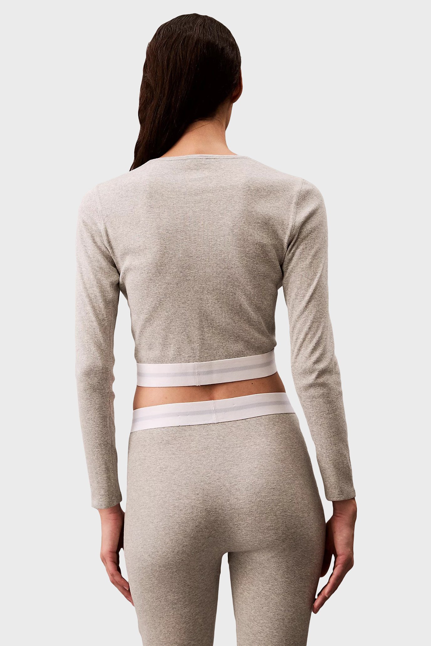 Женский серый лонгслив L S CROP CREW 2